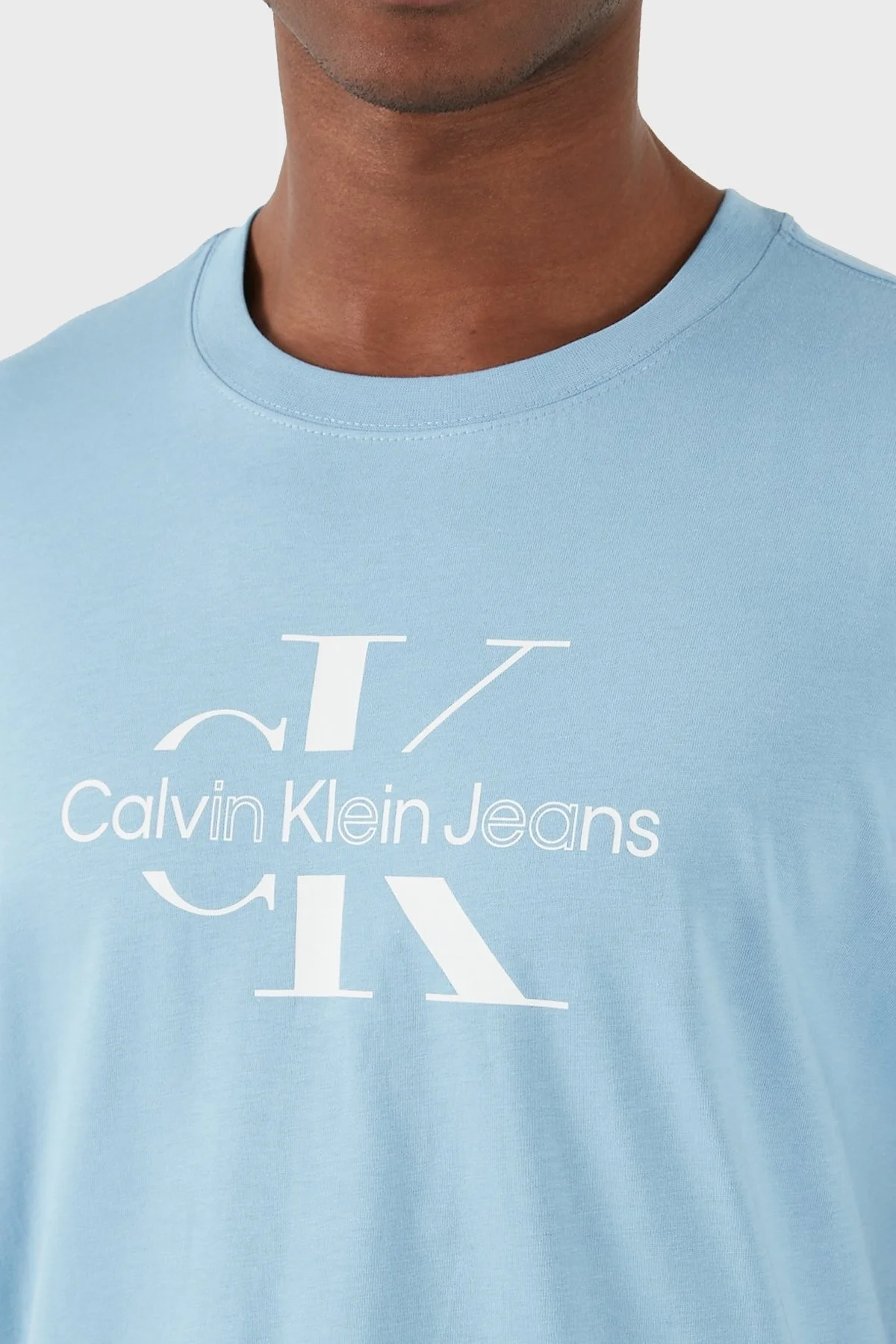 Calvin Klein Pamuklu Regular Fit Bisiklet Yaka J30J325190CEZ Erkek T Shirt J30J325190 CEZ MAVİ - 4