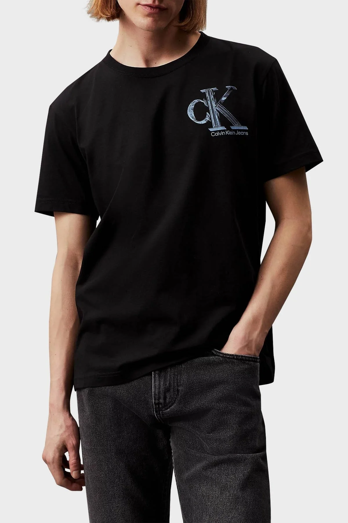 Calvin Klein Pamuklu Regular Fit Bisiklet Yaka J30J325498BEH Erkek T Shirt J30J325498 BEH SİYAH - 1