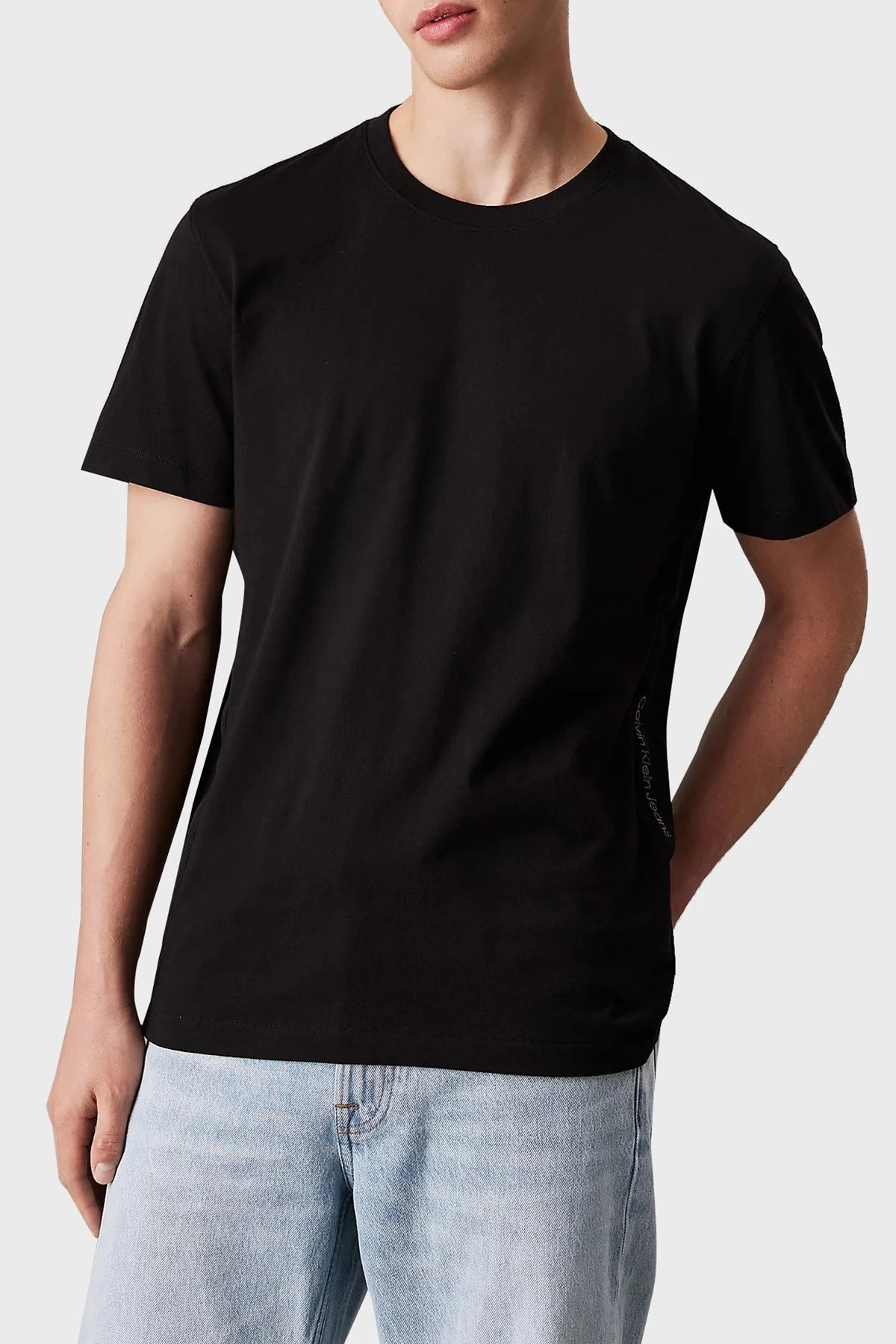 Calvin Klein Pamuklu Regular Fit Bisiklet Yaka J30J326159BEH Erkek T Shirt J30J326159 BEH SİYAH - 5
