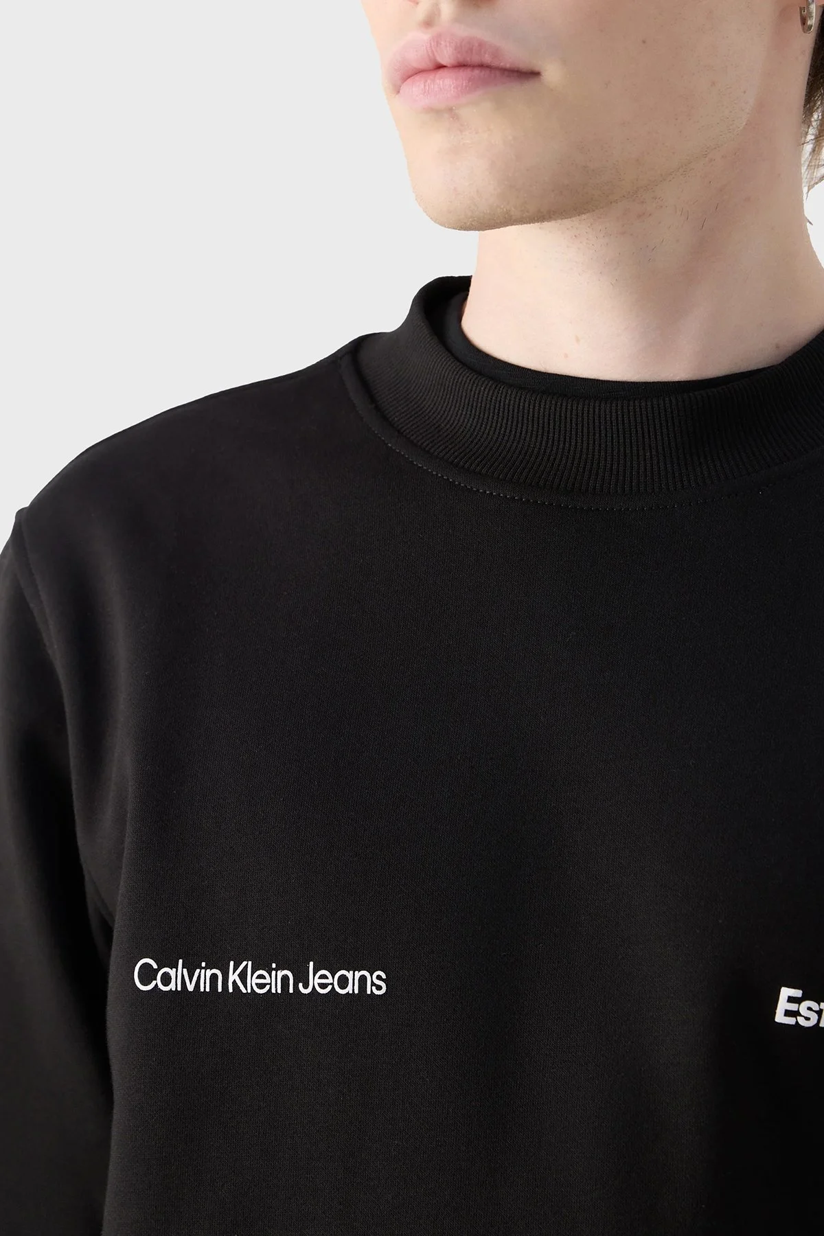 Calvin Klein Pamuklu Regular Fit Bisiklet Yaka J30J326877BEH Erkek Sweat J30J326877 BEH SİYAH - 11