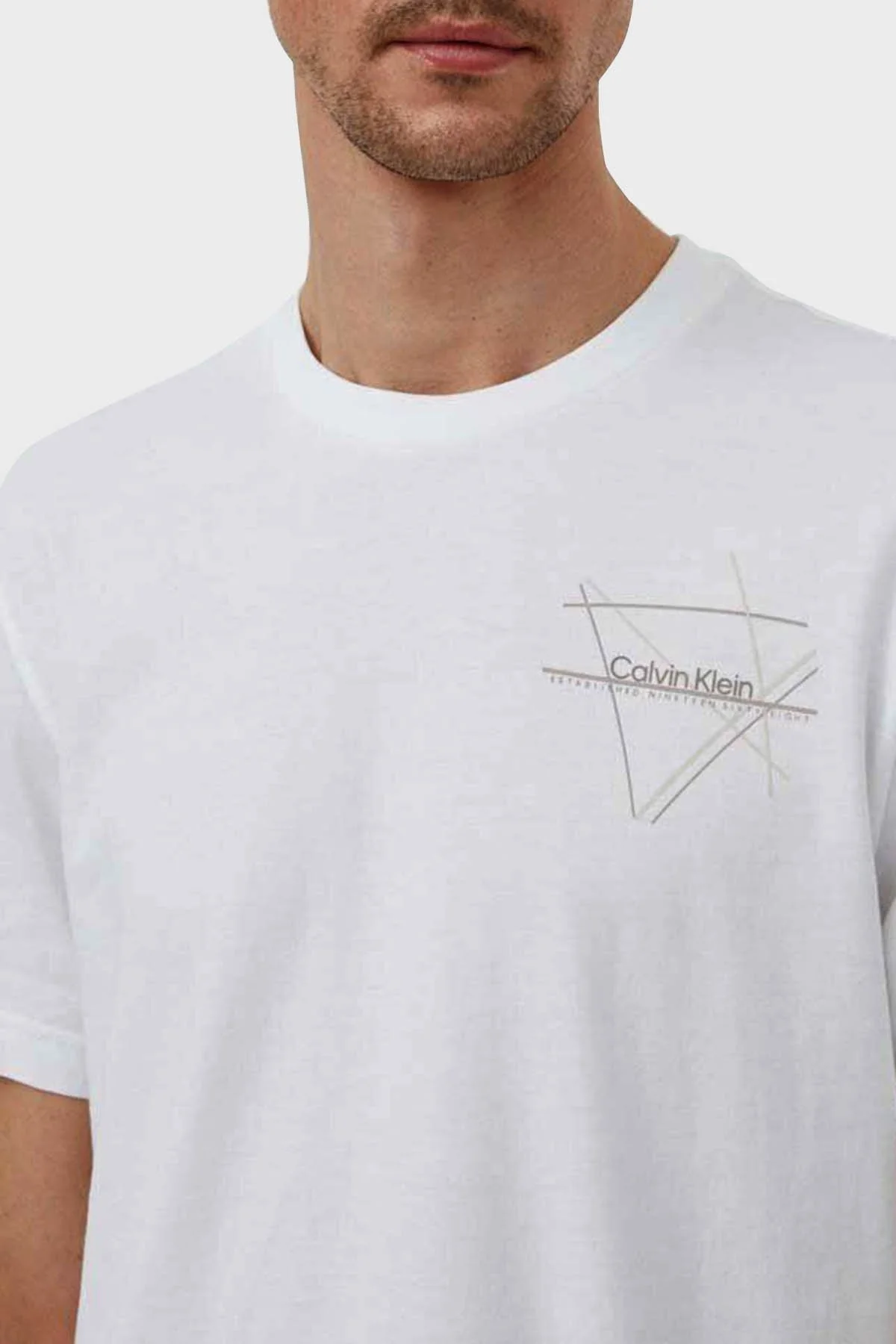 Calvin Klein Pamuklu Regular Fit Bisiklet Yaka K10K112482YAF Erkek T Shirt K10K112482 YAF BEYAZ - 3