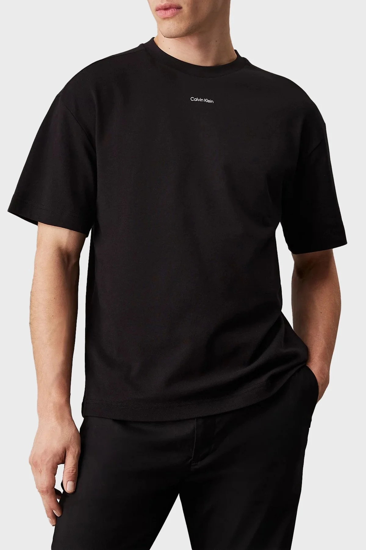 Calvin Klein Pamuklu Regular Fit Bisiklet Yaka K10K112487BEH Erkek T Shirt K10K112487 BEH SİYAH - 1