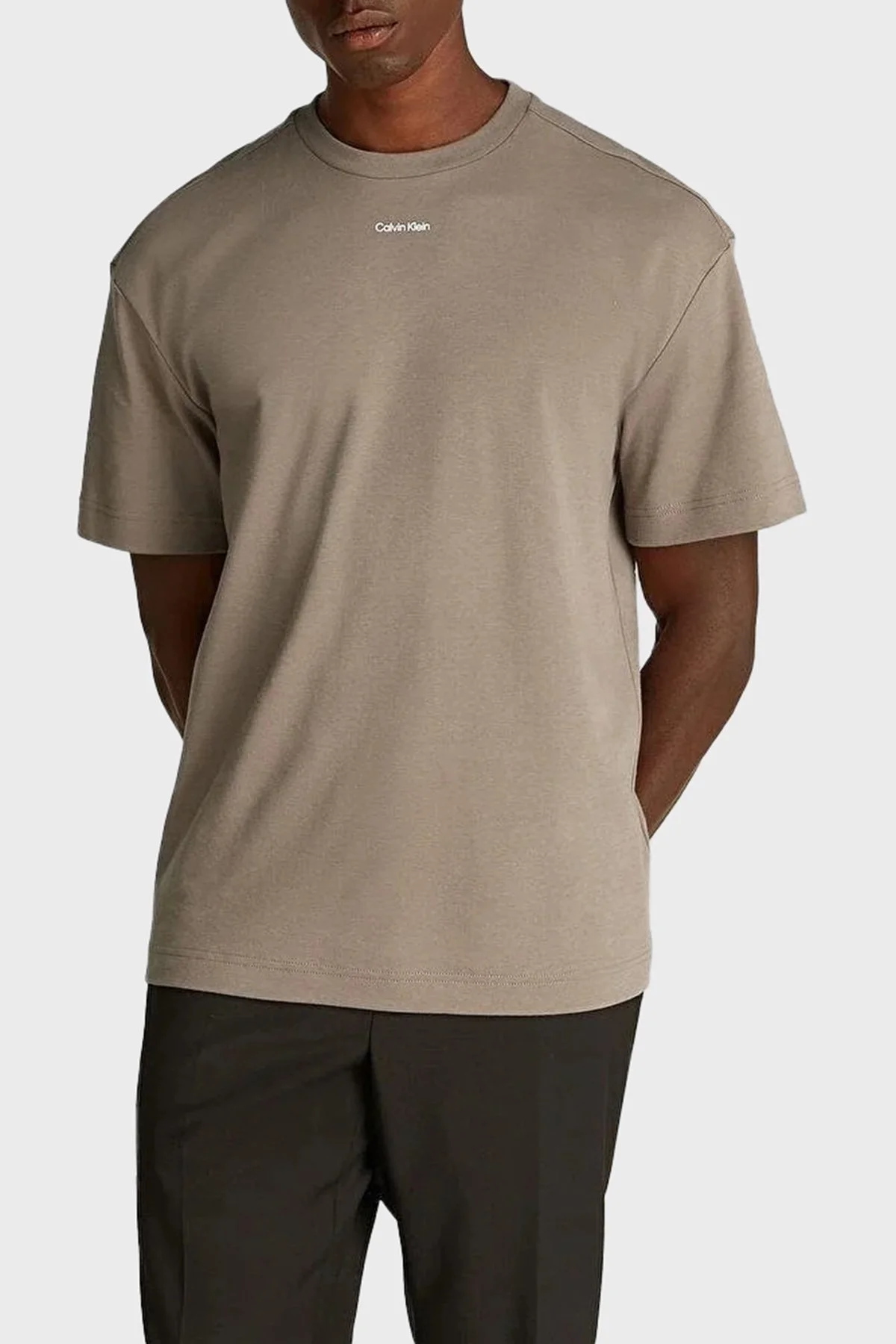 Calvin Klein Pamuklu Regular Fit Bisiklet Yaka K10K112487PB8 Erkek T Shirt K10K112487 PB8 KAHVE - 5