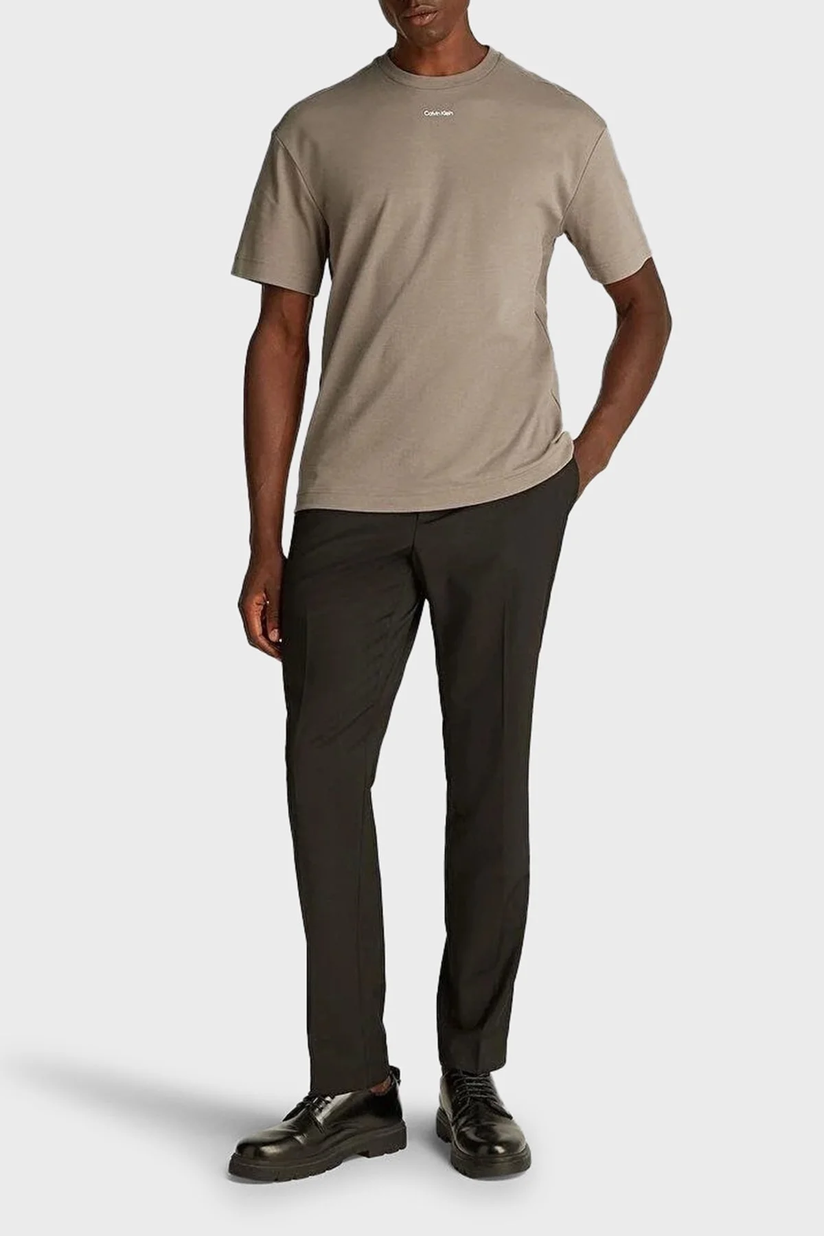 Calvin Klein Pamuklu Regular Fit Bisiklet Yaka K10K112487PB8 Erkek T Shirt K10K112487 PB8 KAHVE - 6