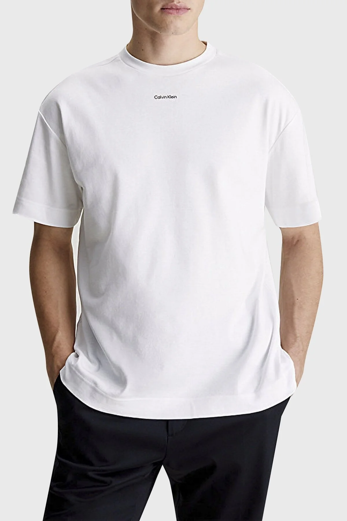 Calvin Klein Pamuklu Regular Fit Bisiklet Yaka K10K112487YAF Erkek T Shirt K10K112487 YAF BEYAZ - 1