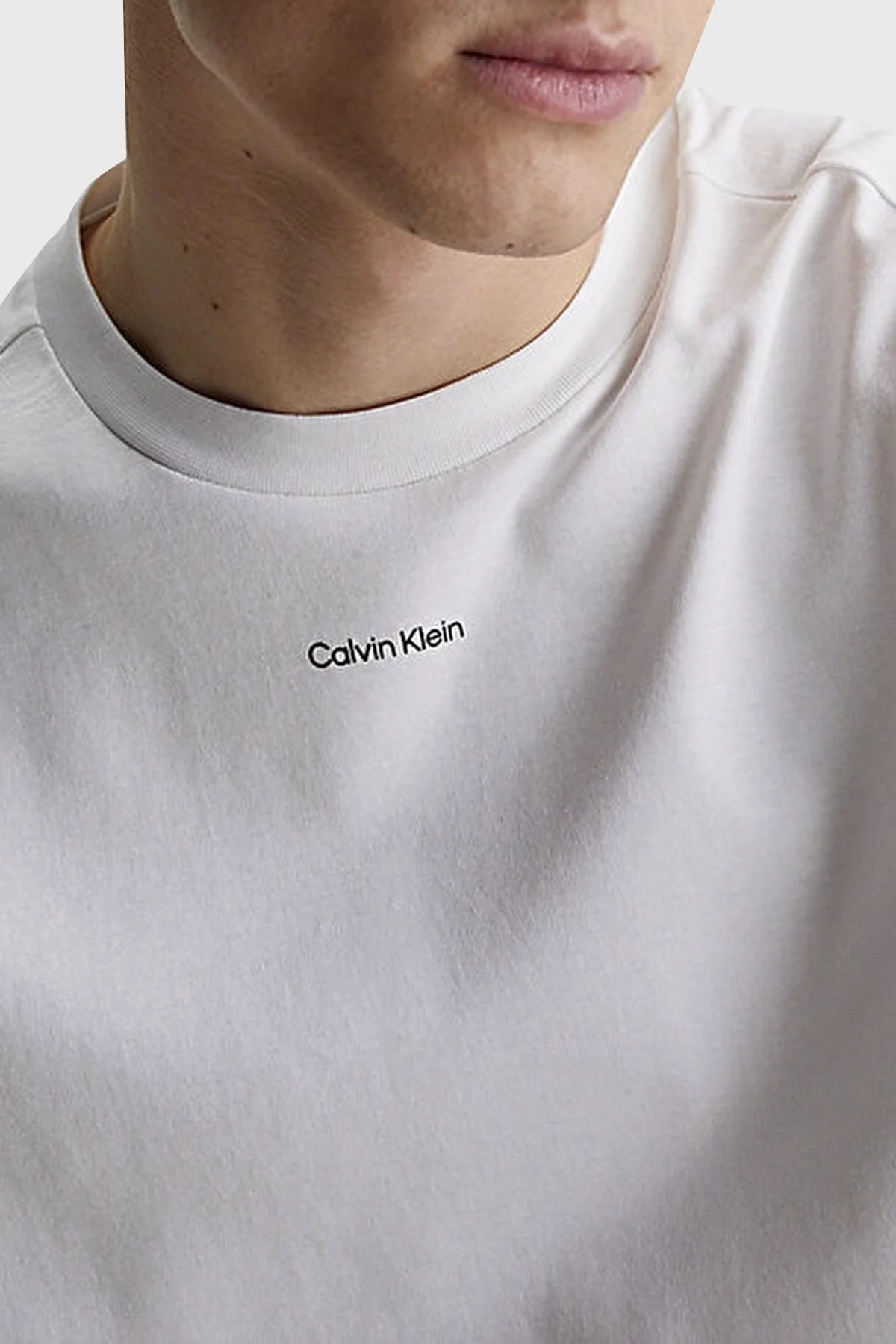 Calvin Klein Pamuklu Regular Fit Bisiklet Yaka K10K112487YAF Erkek T Shirt K10K112487 YAF BEYAZ - 3