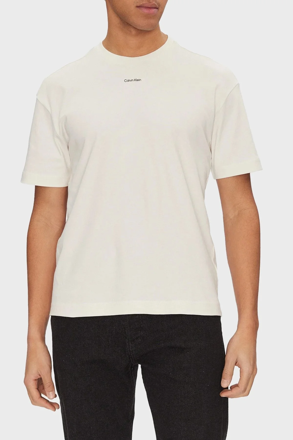 Calvin Klein Pamuklu Regular Fit Bisiklet Yaka K10K112487YAS Erkek T Shirt K10K112487 YAS BEYAZ - 6