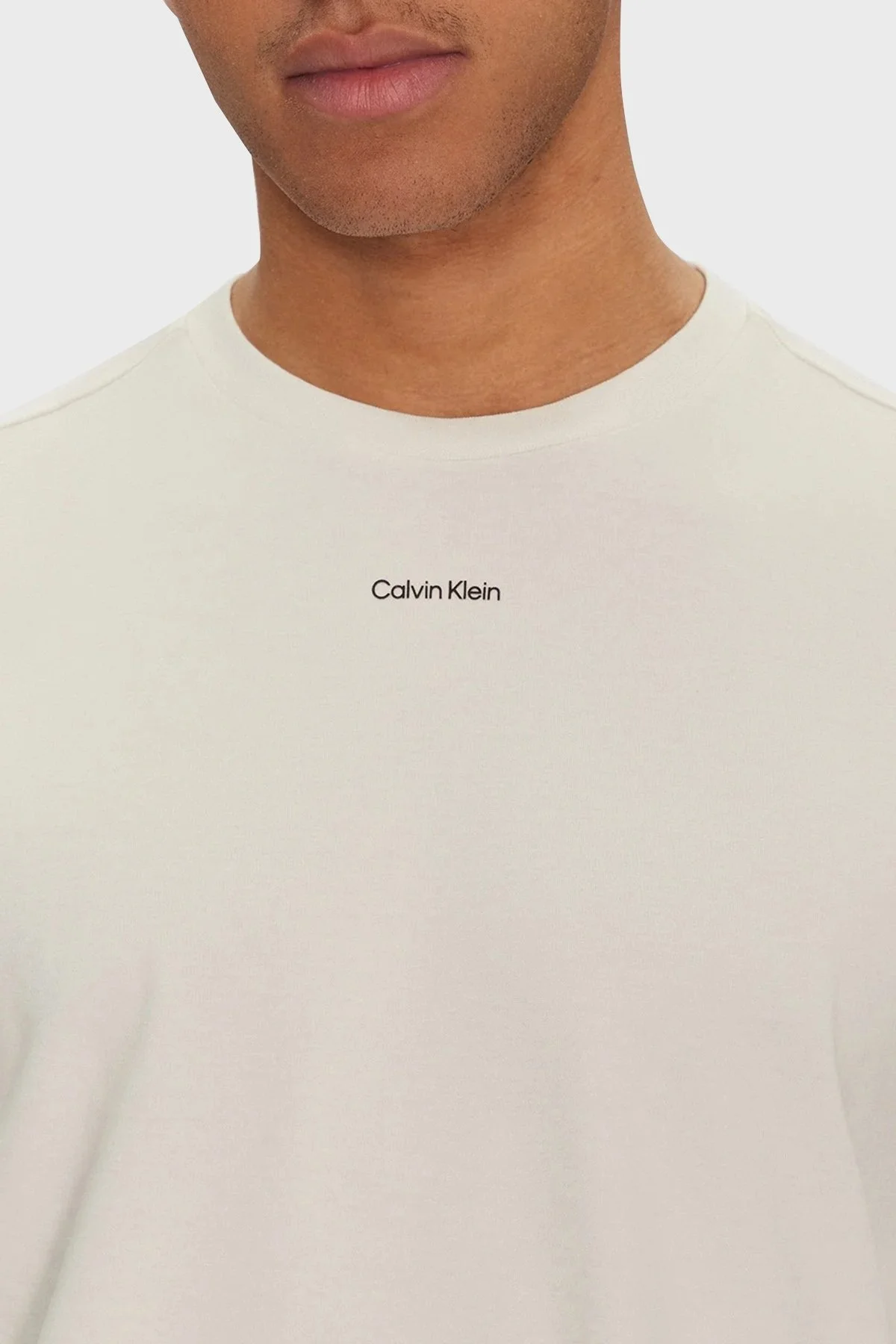 Calvin Klein Pamuklu Regular Fit Bisiklet Yaka K10K112487YAS Erkek T Shirt K10K112487 YAS BEYAZ - 9