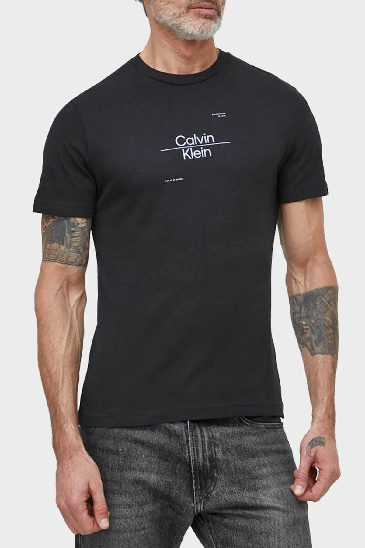 Calvin Klein Pamuklu Regular Fit Bisiklet Yaka K10K112489BEH Erkek T Shirt K10K112489 BEH SİYAH - 1