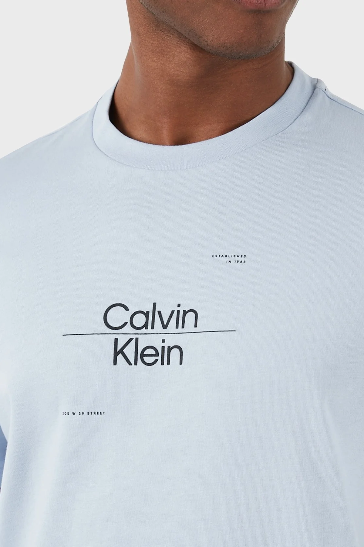 Calvin Klein Pamuklu Regular Fit Bisiklet Yaka K10K112489CGK Erkek T Shirt K10K112489 CGK AÇIK MAVİ - 4