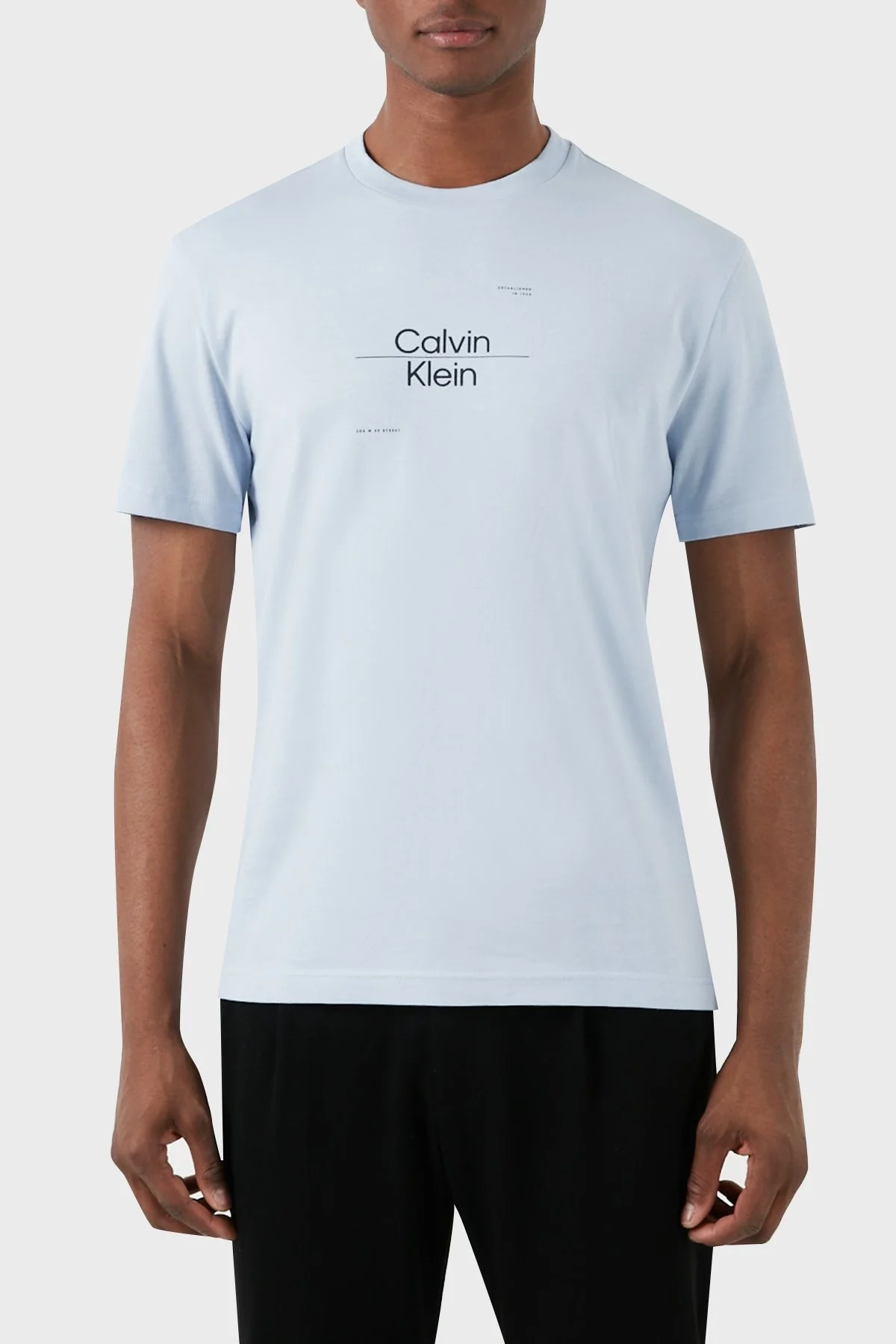 Calvin Klein Pamuklu Regular Fit Bisiklet Yaka K10K112489CGK Erkek T Shirt K10K112489 CGK AÇIK MAVİ - 6