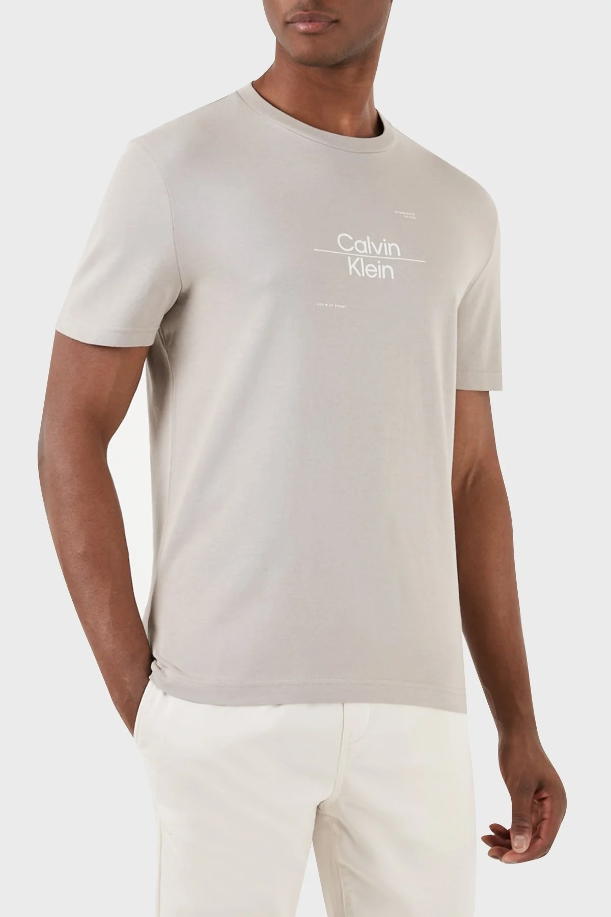 Calvin Klein Pamuklu Regular Fit Bisiklet Yaka K10K112489PAN Erkek T Shirt K10K112489 PAN GRİ - 1
