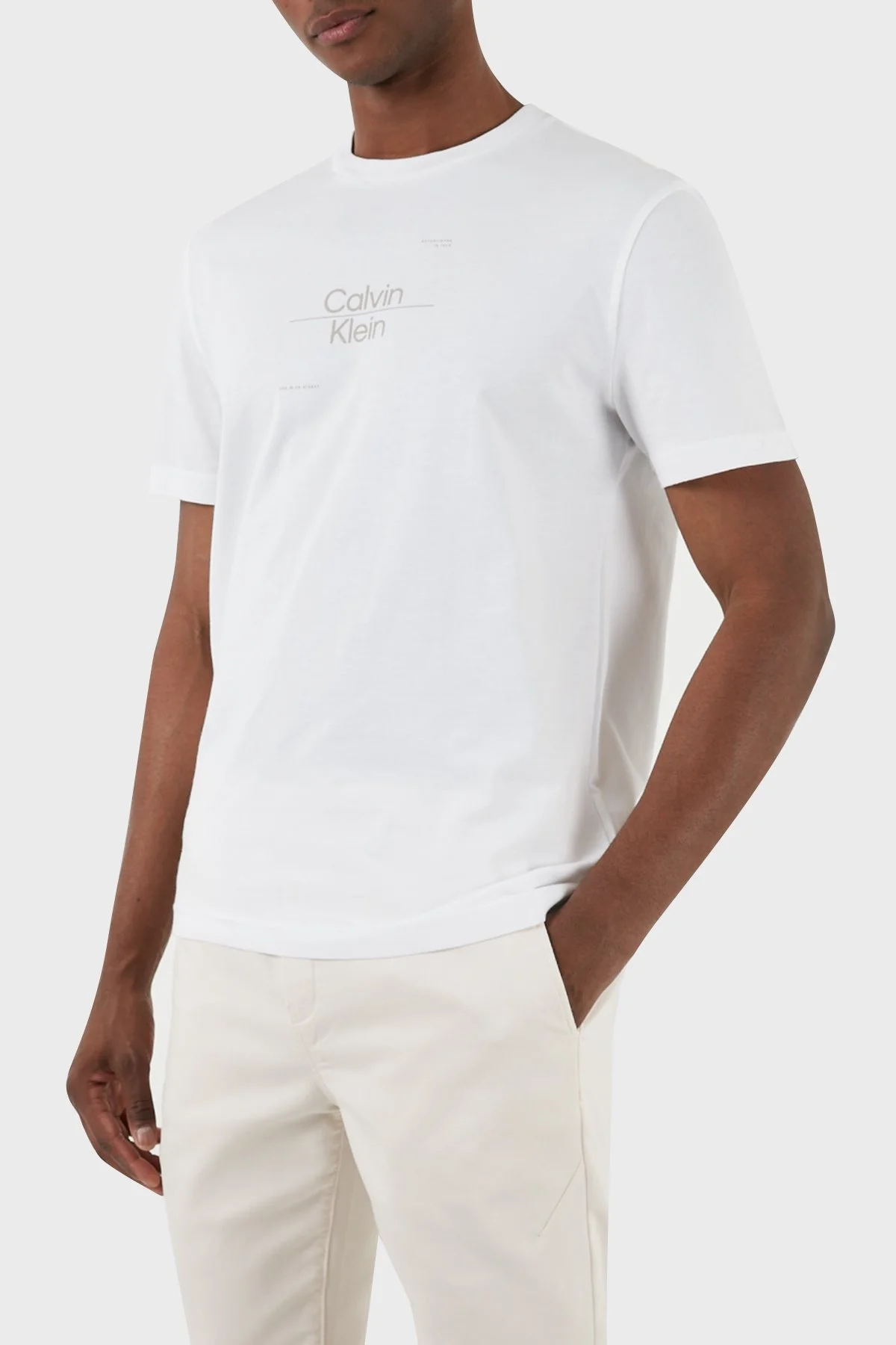 Calvin Klein Pamuklu Regular Fit Bisiklet Yaka K10K112489YAF Erkek T Shirt K10K112489 YAF BEYAZ - 3