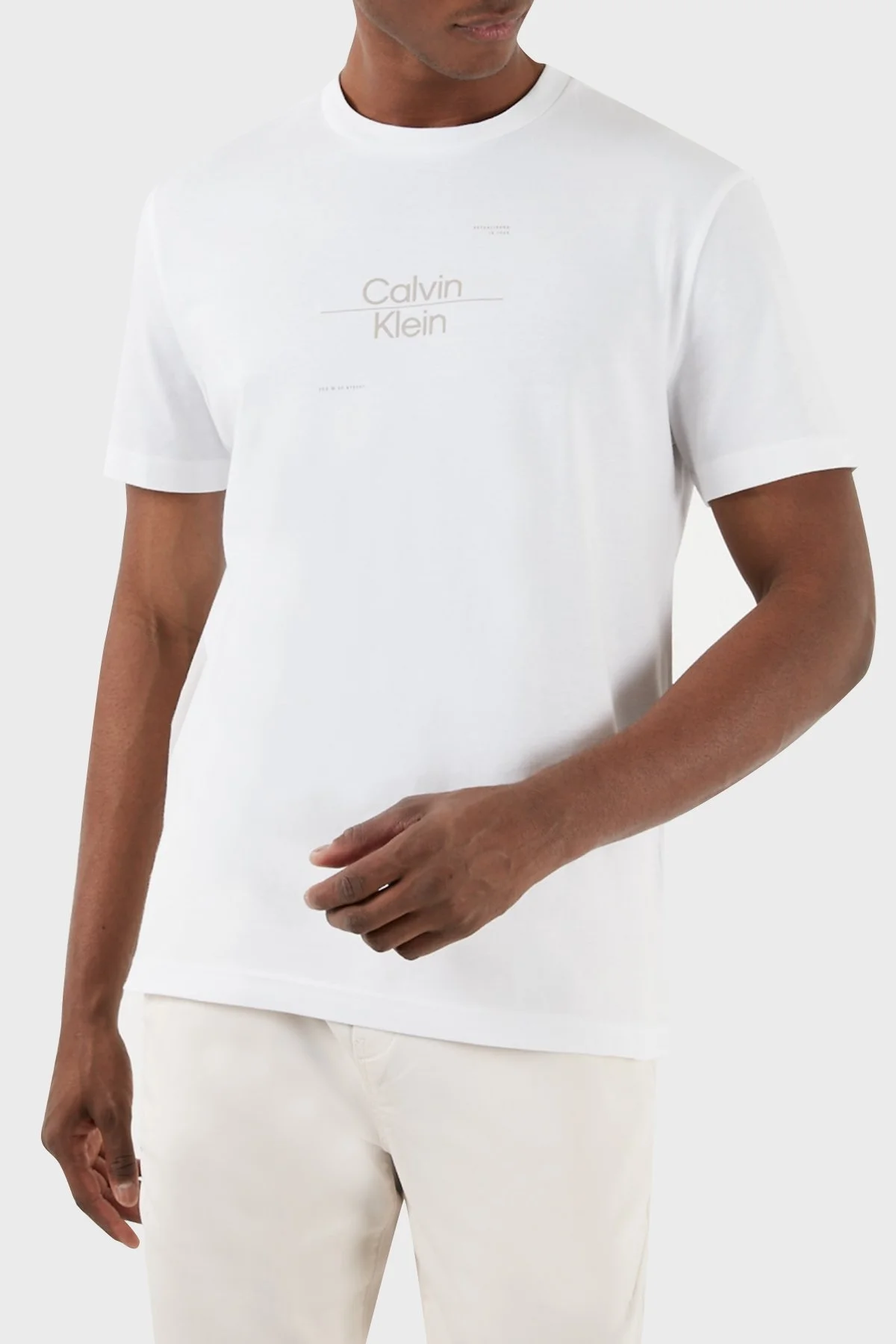 Calvin Klein Pamuklu Regular Fit Bisiklet Yaka K10K112489YAF Erkek T Shirt K10K112489 YAF BEYAZ - 4
