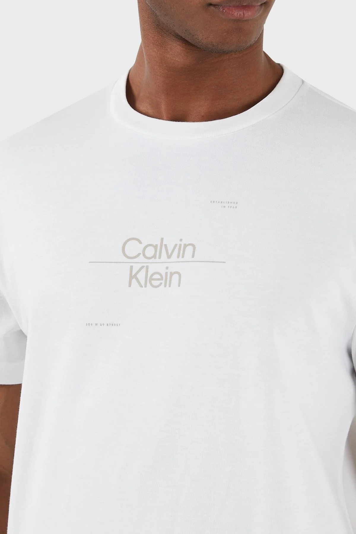 Calvin Klein Pamuklu Regular Fit Bisiklet Yaka K10K112489YAF Erkek T Shirt K10K112489 YAF BEYAZ - 5