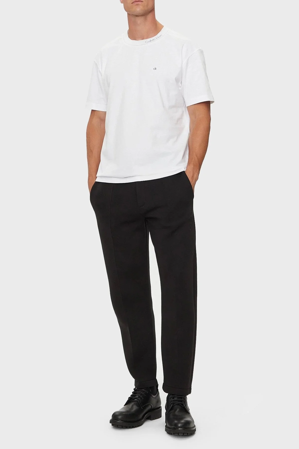 Calvin Klein Pamuklu Regular Fit Bisiklet Yaka K10K114091YAF Erkek T Shirt K10K114091 YAF BEYAZ - 3
