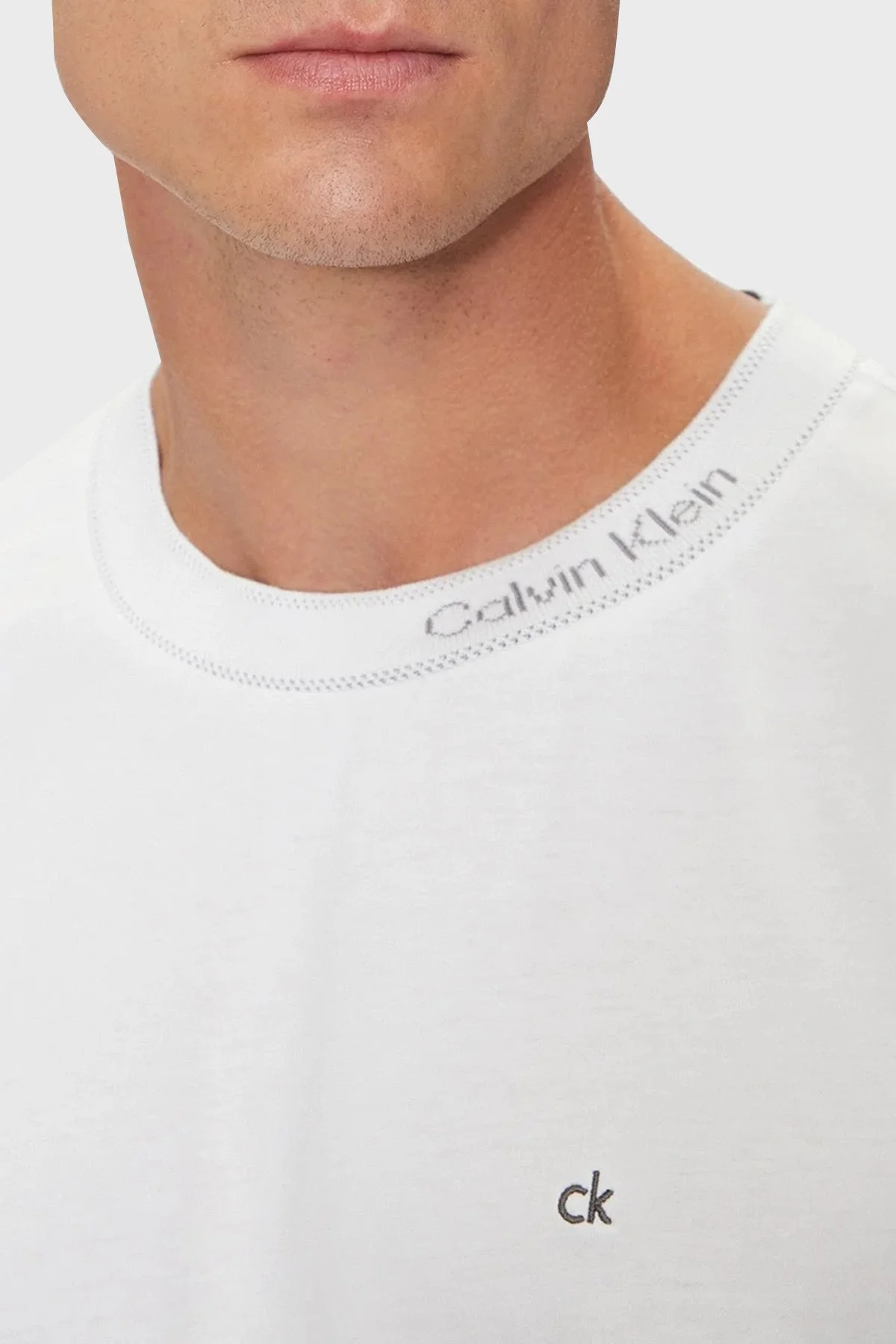 Calvin Klein Pamuklu Regular Fit Bisiklet Yaka K10K114091YAF Erkek T Shirt K10K114091 YAF BEYAZ - 4