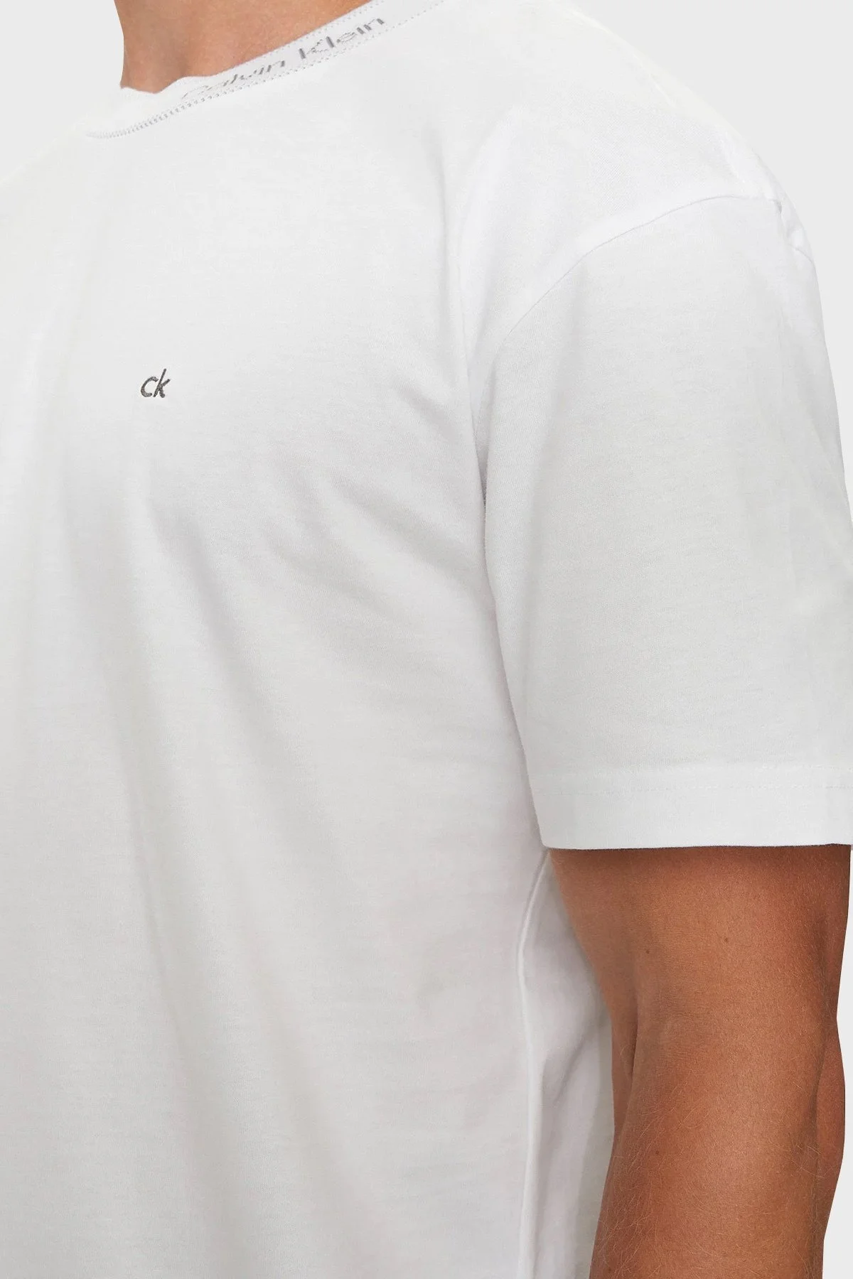 Calvin Klein Pamuklu Regular Fit Bisiklet Yaka K10K114091YAF Erkek T Shirt K10K114091 YAF BEYAZ - 5