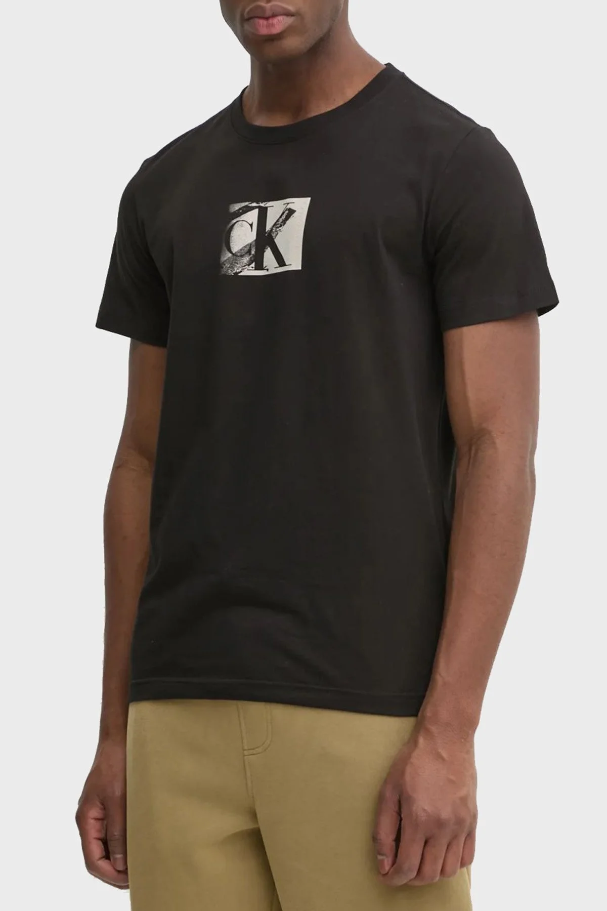 Calvin Klein Pamuklu Regular Fit Bisiklet Yaka Logo Baskılı J30J327077BEH Erkek T Shirt J30J327077 BEH SİYAH - 1
