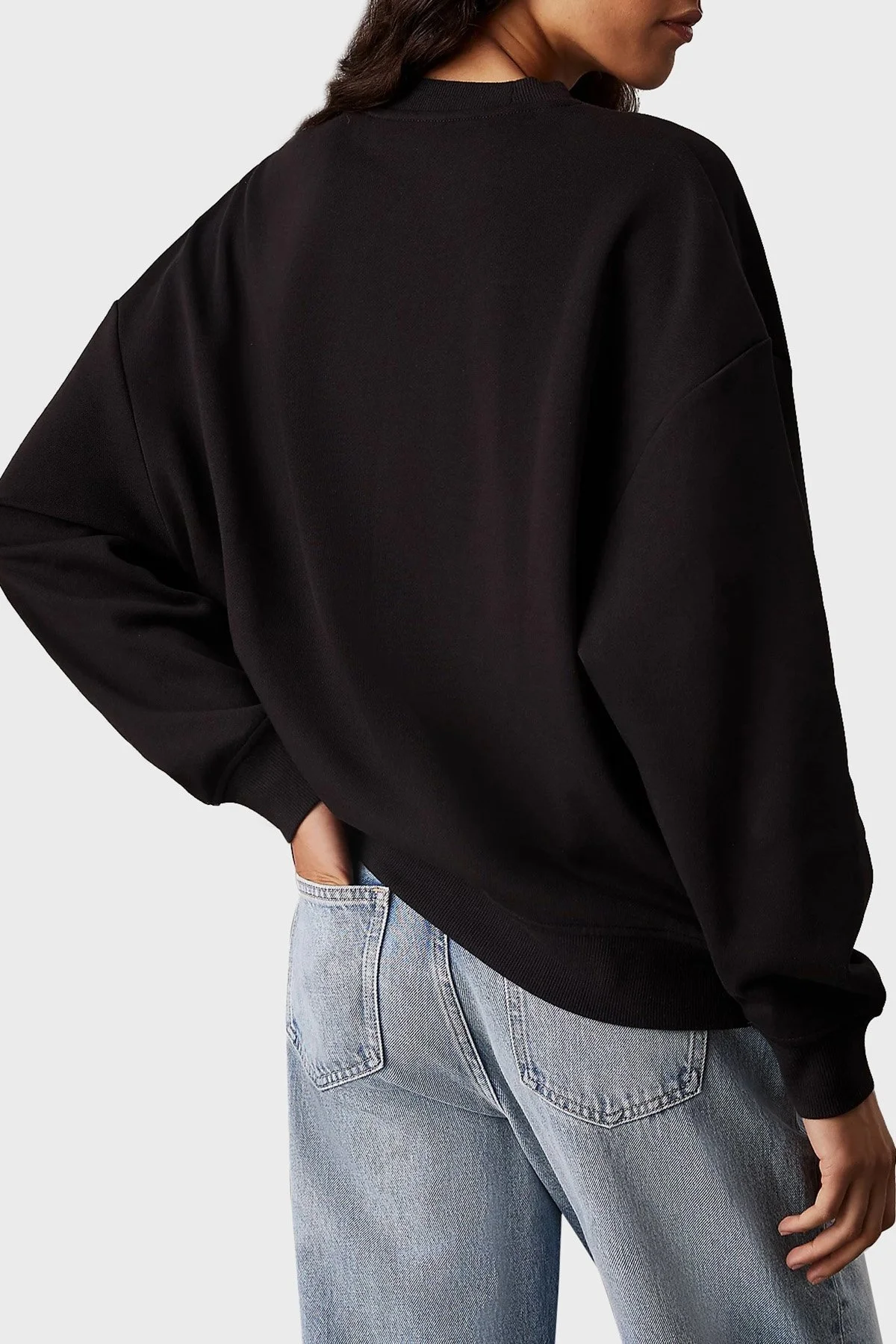 Calvin Klein Pamuklu Regular Fit Bisiklet Yaka Logolu J20J224724BEH Bayan Sweat J20J224724 BEH SİYAH - 7