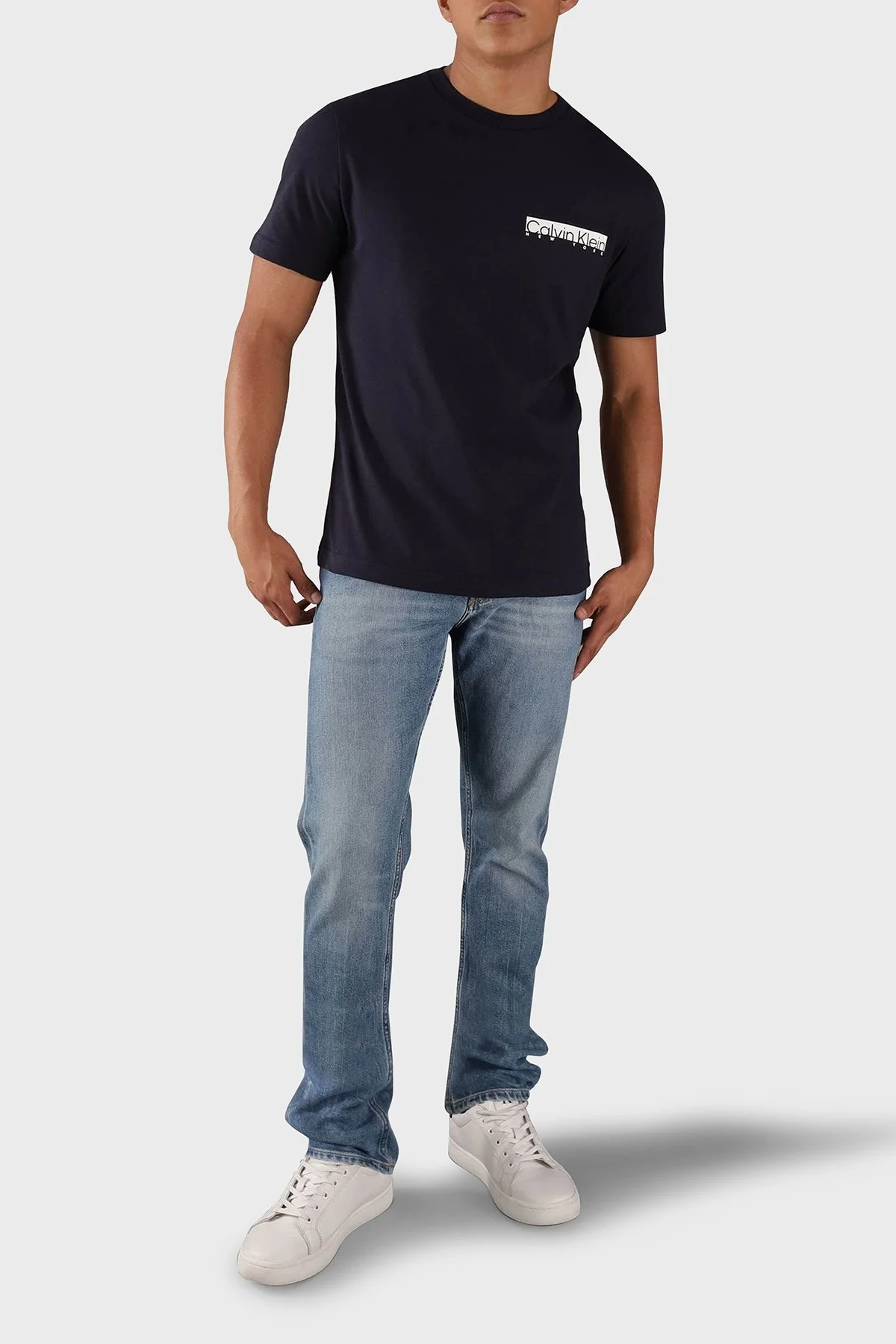 Calvin Klein Pamuklu Regular Fit Bisiklet Yaka Logolu K10K113800CHW Erkek T Shirt K10K113800 CHW LACİVERT - 7