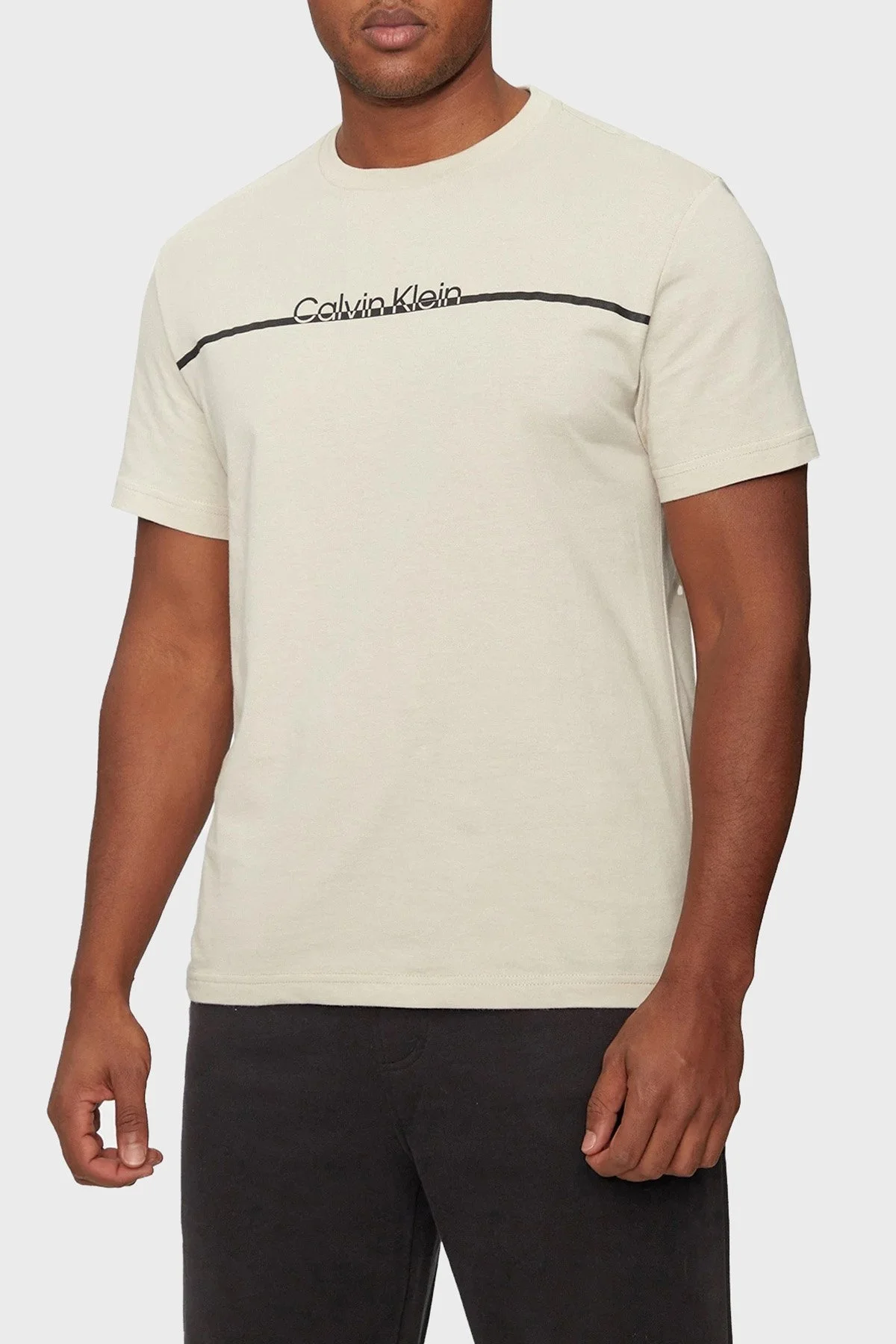 Calvin Klein Pamuklu Regular Fit Bisiklet Yaka Logolu K10K113802PEA Erkek T Shirt K10K113802 PEA BEJ - 6