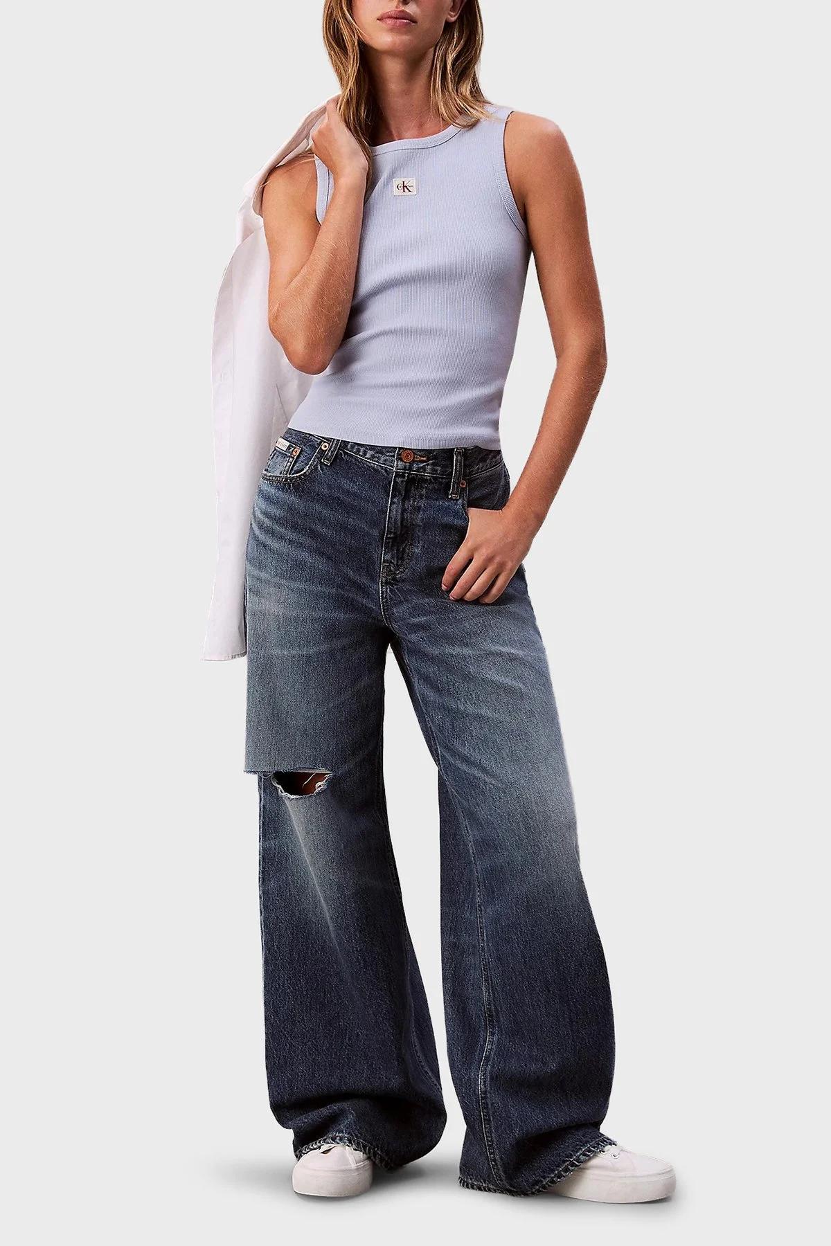 Calvin Klein Pamuklu Regular Fit Bisiklet Yaka Logolu LV047C201GTKF Bayan Top LV047C201G TKF LİLA - 2