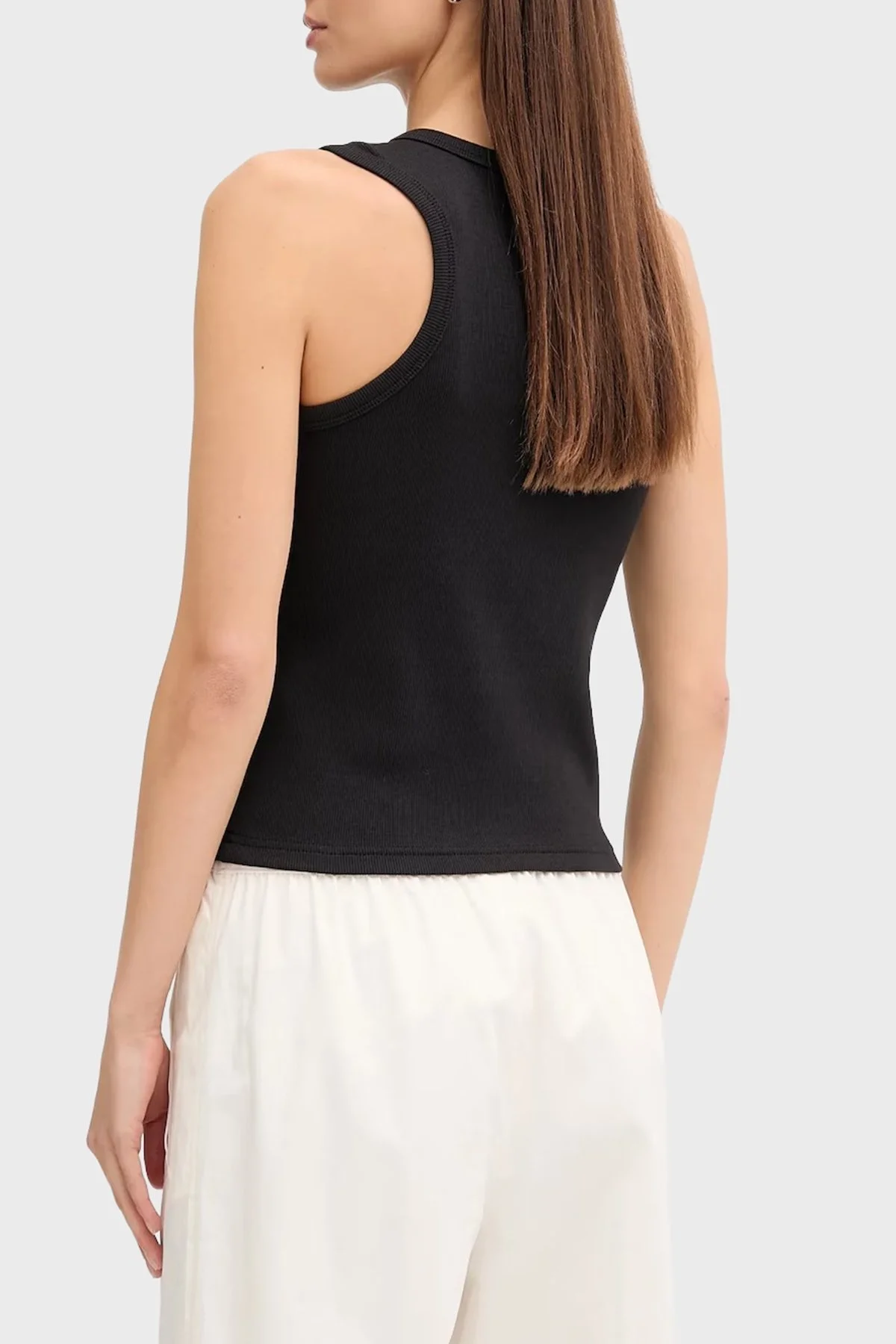 Calvin Klein Pamuklu Regular Fit Bisiklet Yaka Logolu LV047C201GUB1 Bayan Top LV047C201G UB1 SİYAH - 3