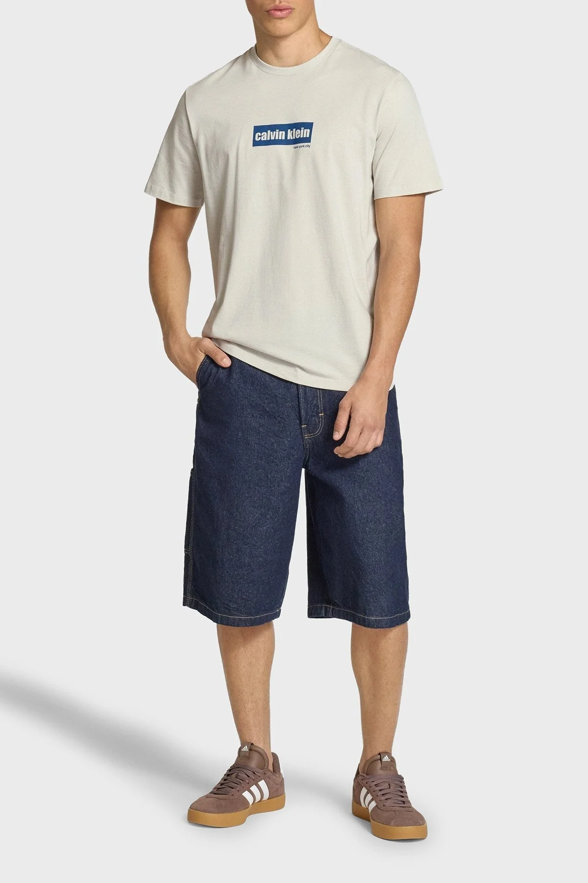 Calvin Klein Pamuklu Regular Fit Bisiklet Yaka Logolu LV04RC849GPDJ Erkek T Shirt LV04RC849G PDJ EKRU - 1