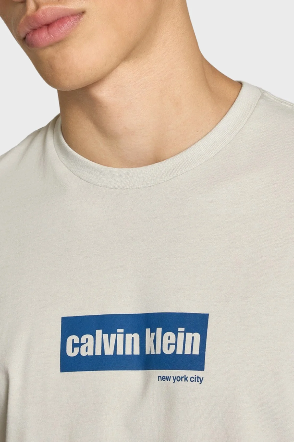 Calvin Klein Pamuklu Regular Fit Bisiklet Yaka Logolu LV04RC849GPDJ Erkek T Shirt LV04RC849G PDJ EKRU - 3