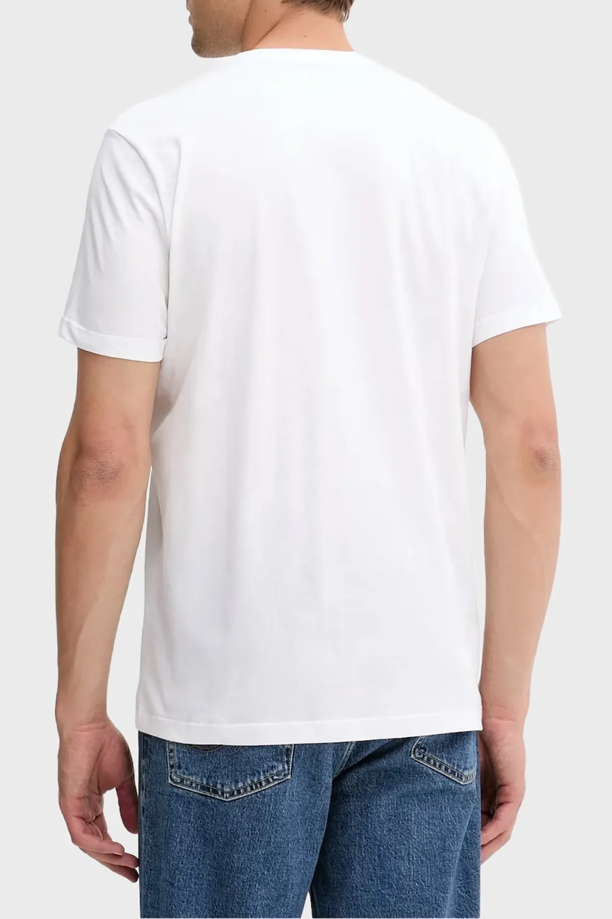 Calvin Klein Pamuklu Regular Fit Bisiklet Yaka Logolu LV04RC852GYAF Erkek T Shirt LV04RC852G YAF BEYAZ - 2