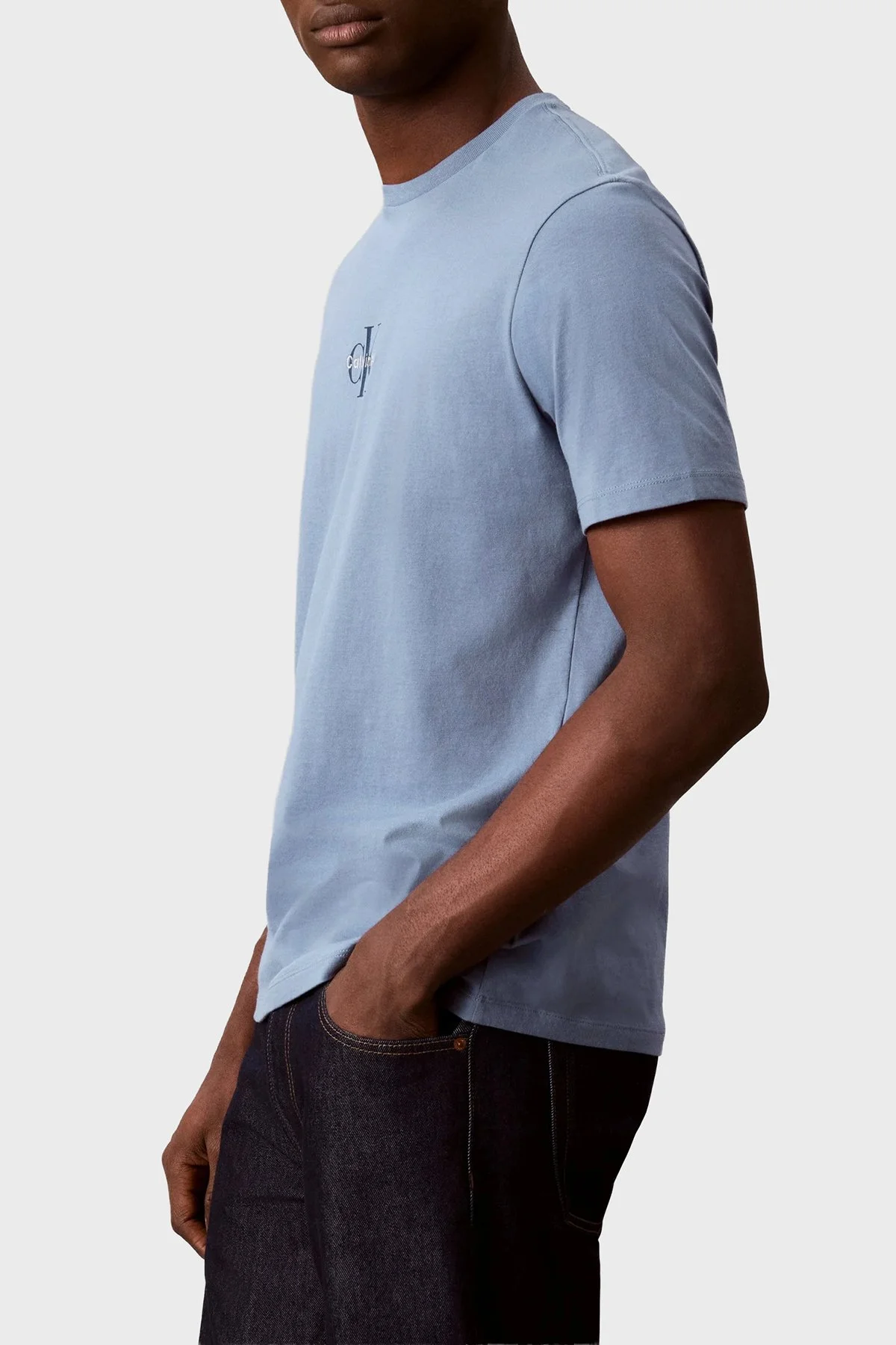 Calvin Klein Pamuklu Regular Fit Bisiklet Yaka LV04RB866GC4I Erkek T Shirt LV04RB866G C4I Mavi - 3