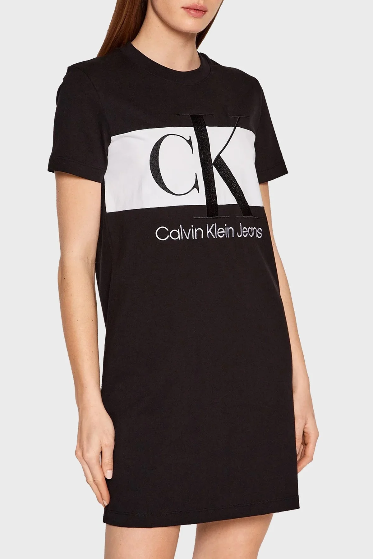 Calvin Klein Pamuklu Regular Fit Bisiklet Yaka Mini Bayan Elbise J20J218862 BEH SİYAH - 6