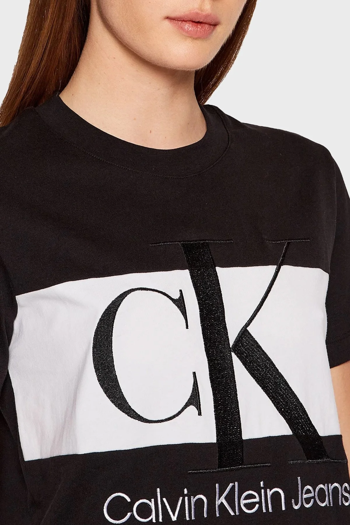 Calvin Klein Pamuklu Regular Fit Bisiklet Yaka Mini Bayan Elbise J20J218862 BEH SİYAH - 9