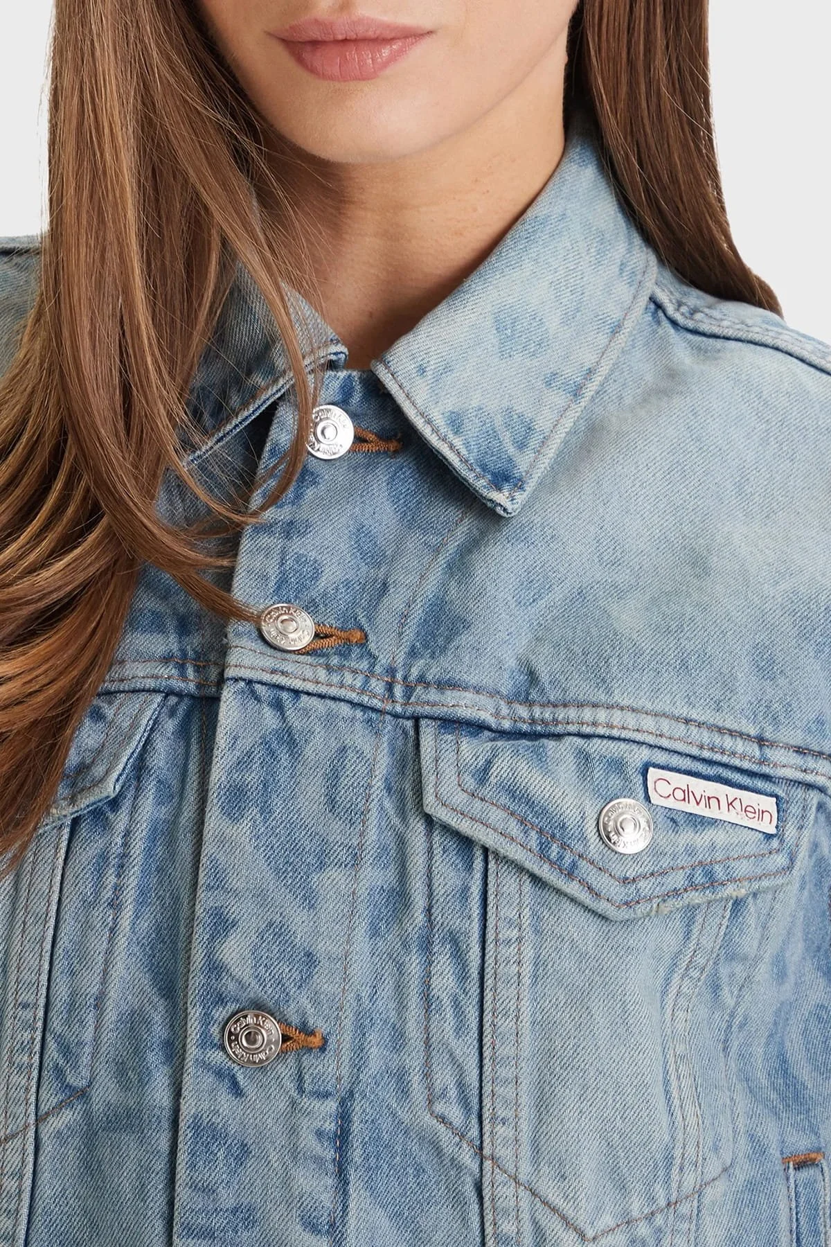 Calvin Klein Pamuklu Regular Fit Cepli LV047F677G1WX Bayan Kot Ceket LV047F677G 1WX MAVİ - 3
