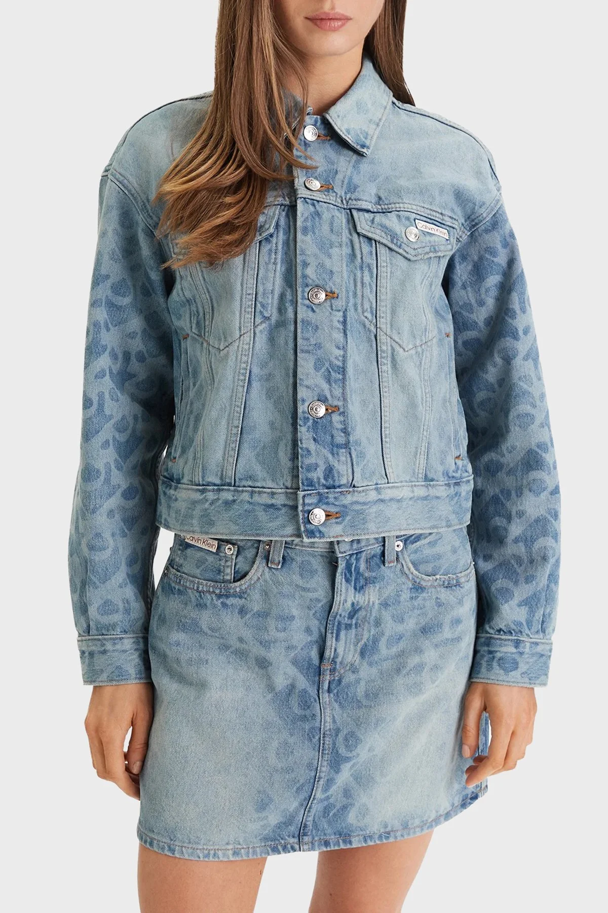 Calvin Klein Pamuklu Regular Fit Cepli LV047F677G1WX Bayan Kot Ceket LV047F677G 1WX MAVİ - 1