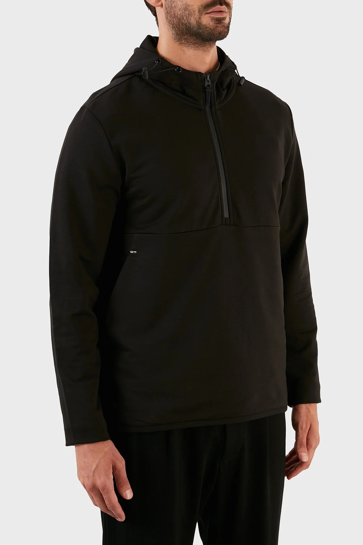 Calvin Klein Pamuklu Regular Fit Cepli Yarım Fermuarlı Kapüşonlu Erkek Sweat K10K109707 BEH SİYAH - 3