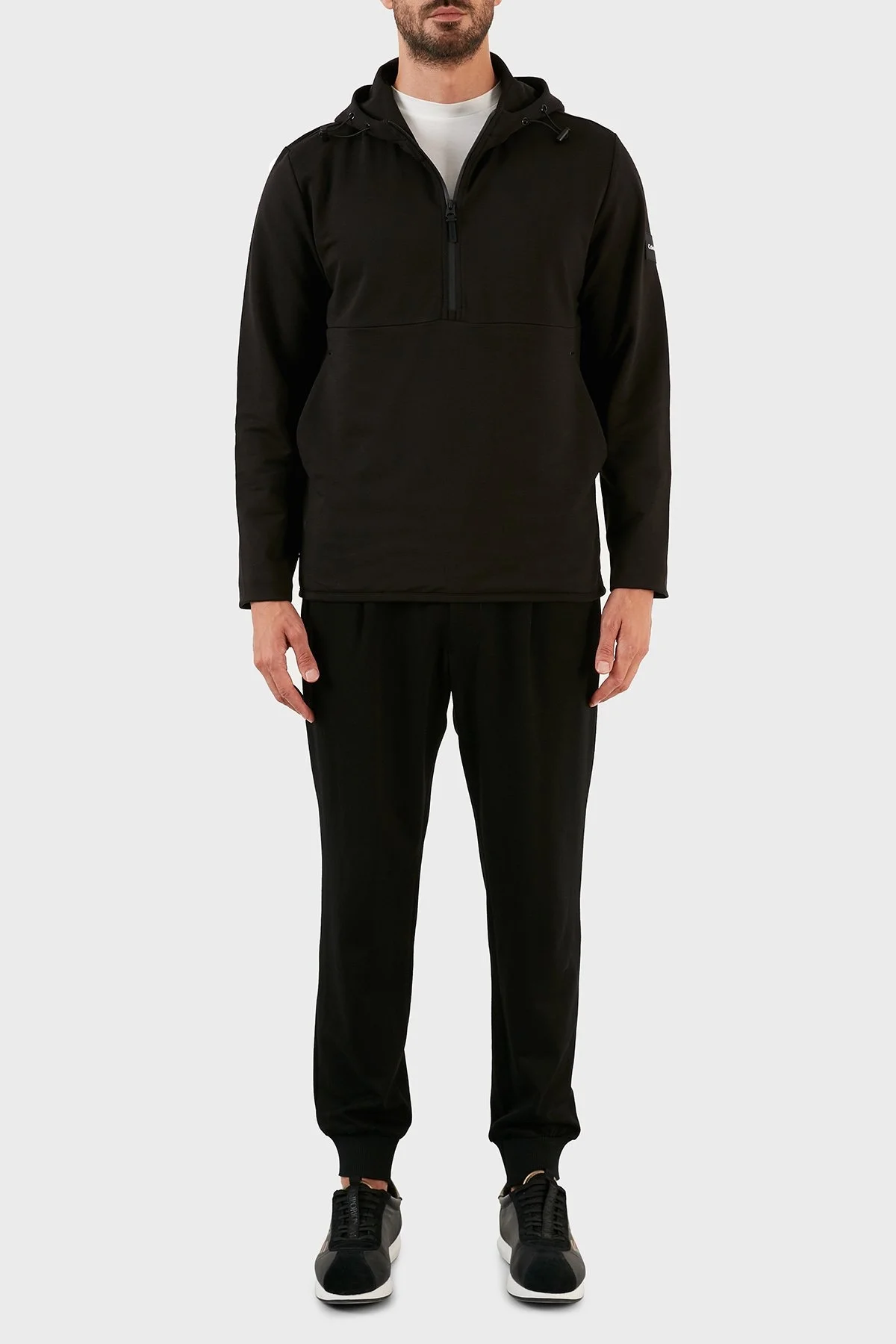 Calvin Klein Pamuklu Regular Fit Cepli Yarım Fermuarlı Kapüşonlu Erkek Sweat K10K109707 BEH SİYAH - 5