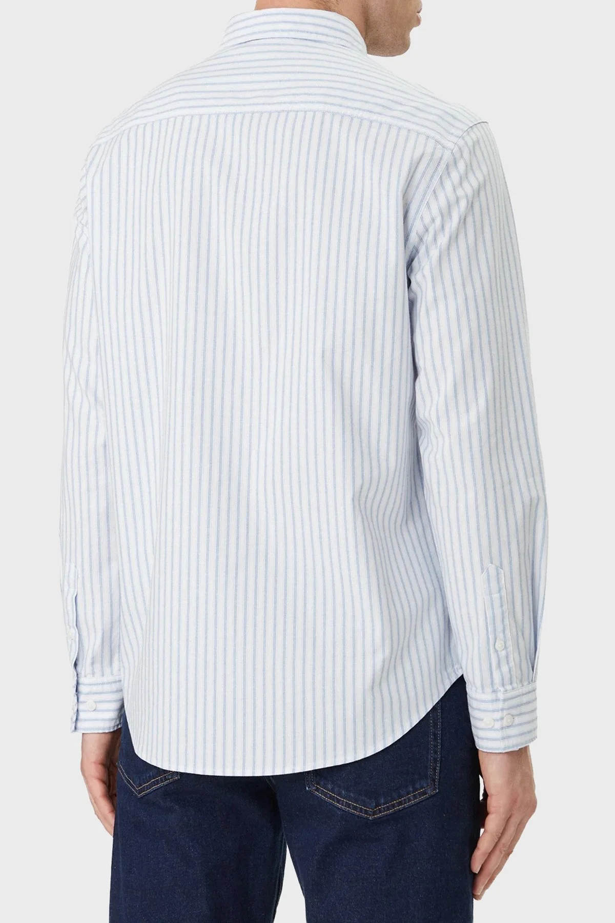 Calvin Klein Pamuklu Regular Fit Çizgili Uzun Kollu LV04RF100GC32 Erkek Gömlek LV04RF100G C32 MAVİ-BEYAZ - 3