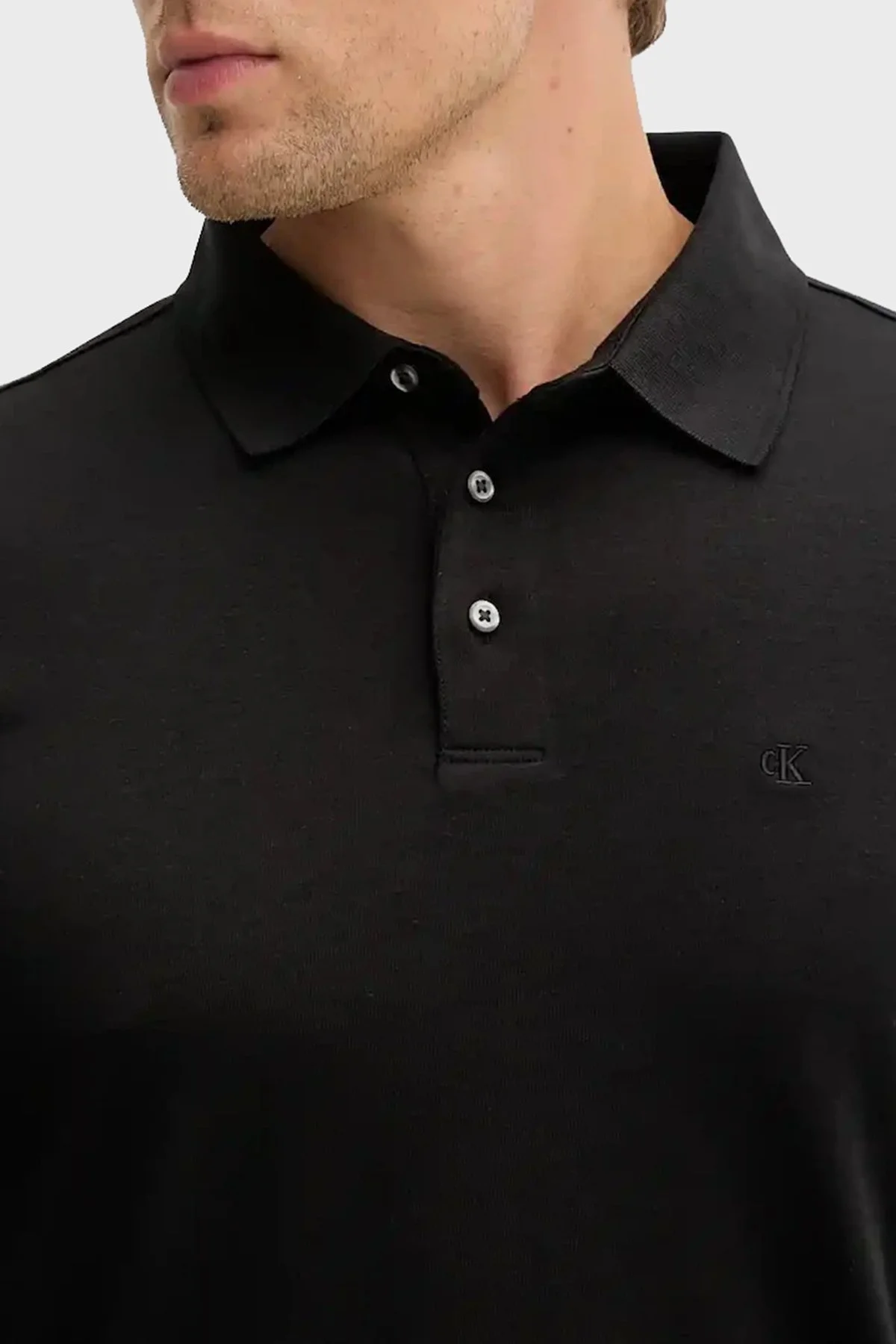 Calvin Klein Pamuklu Regular Fit Düğmeli LV040EM909UB1 Erkek Polo Yaka Sweat LV040EM909 UB1 SİYAH - 4