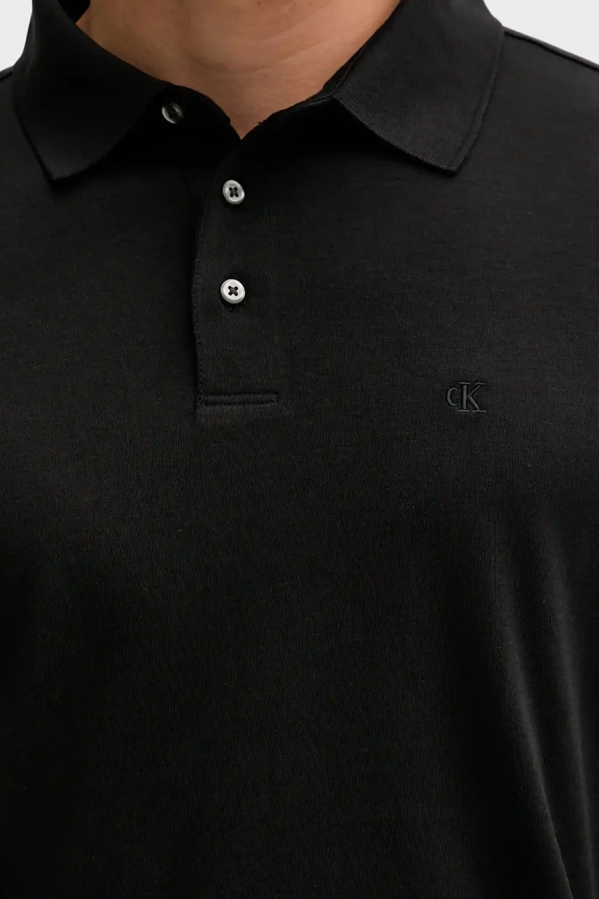 Calvin Klein Pamuklu Regular Fit Düğmeli LV040EM909UB1 Erkek Polo Yaka Sweat LV040EM909 UB1 SİYAH - 5