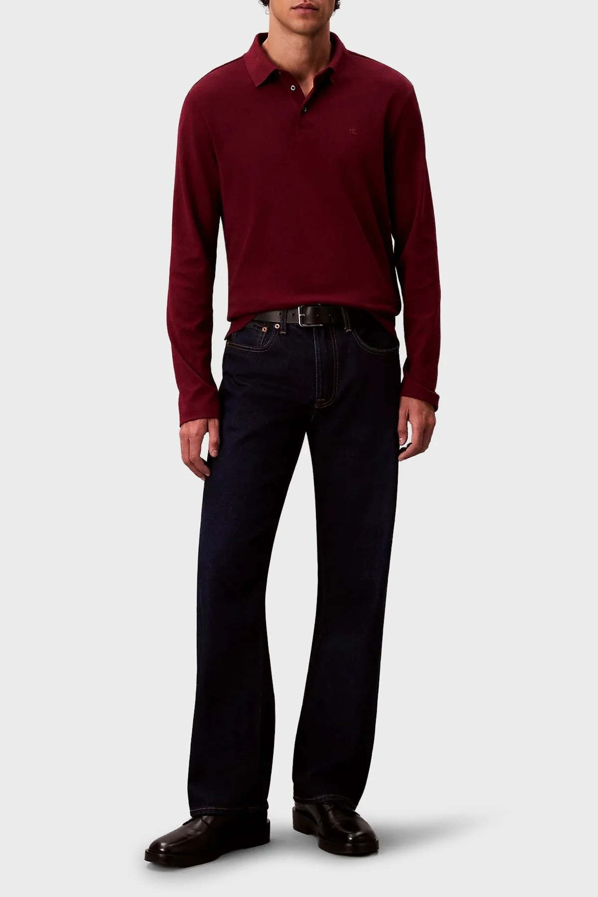 Calvin Klein Pamuklu Regular Fit Düğmeli LV040EM909WCV Erkek Polo Yaka Sweat LV040EM909 WCV BORDO - 2