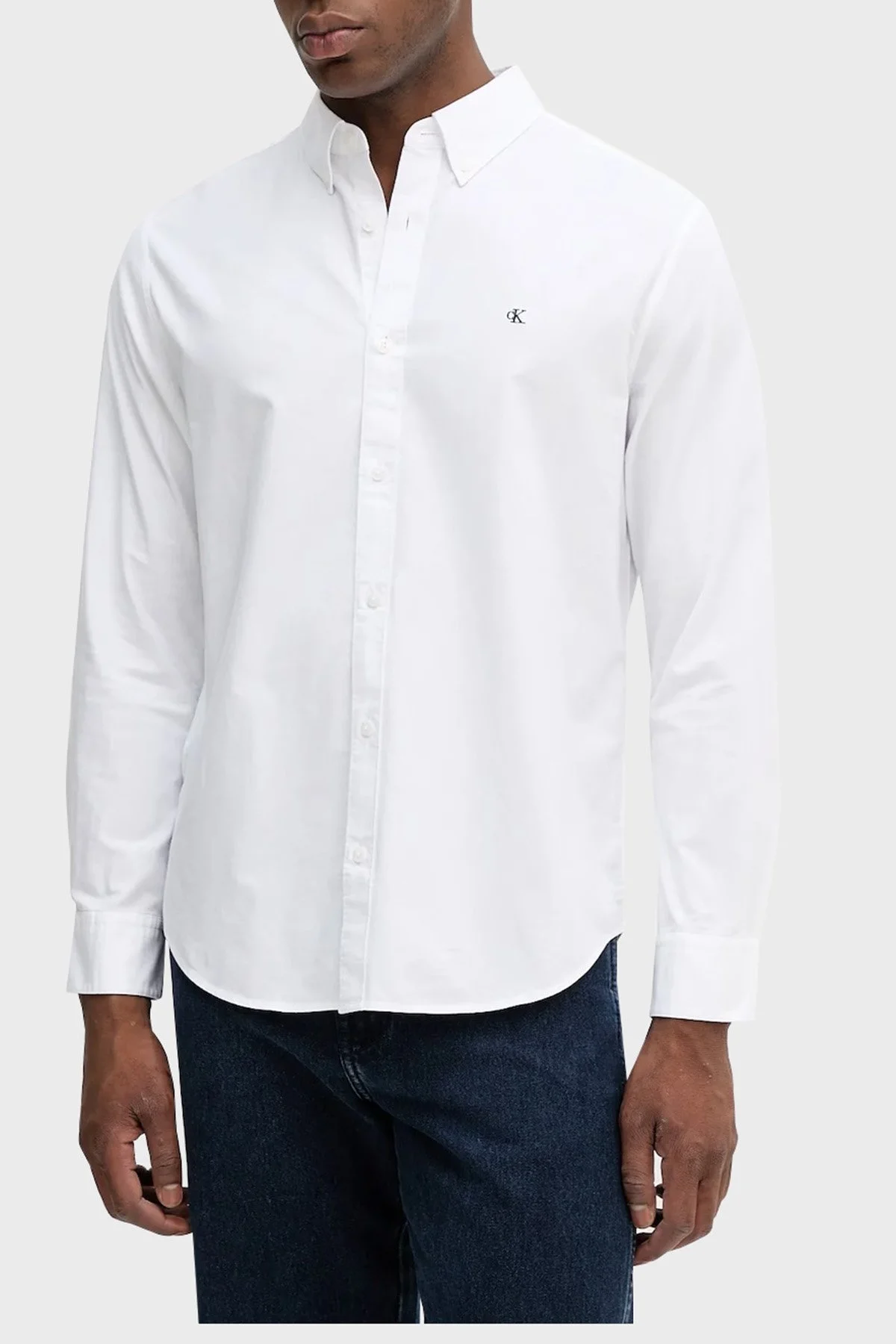 Calvin Klein Pamuklu Regular Fit Düğmeli Yaka Uzun Kollu LV140EM125YAA Erkek Gömlek LV140EM125 YAA BEYAZ - 1