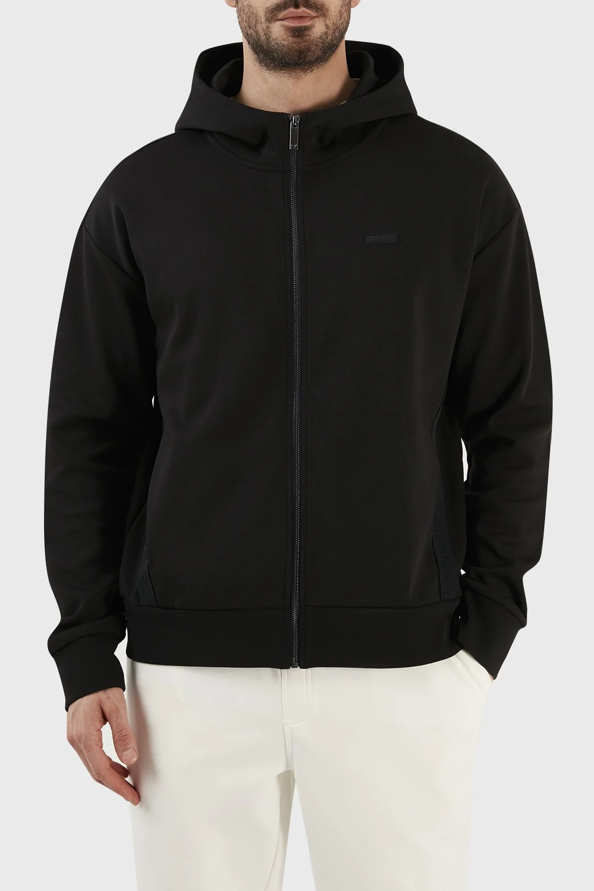 Calvin Klein Pamuklu Regular Fit Fermuarlı Kapüşonlu K10K111437BEH Erkek Sweat K10K111437 BEH SİYAH - 1