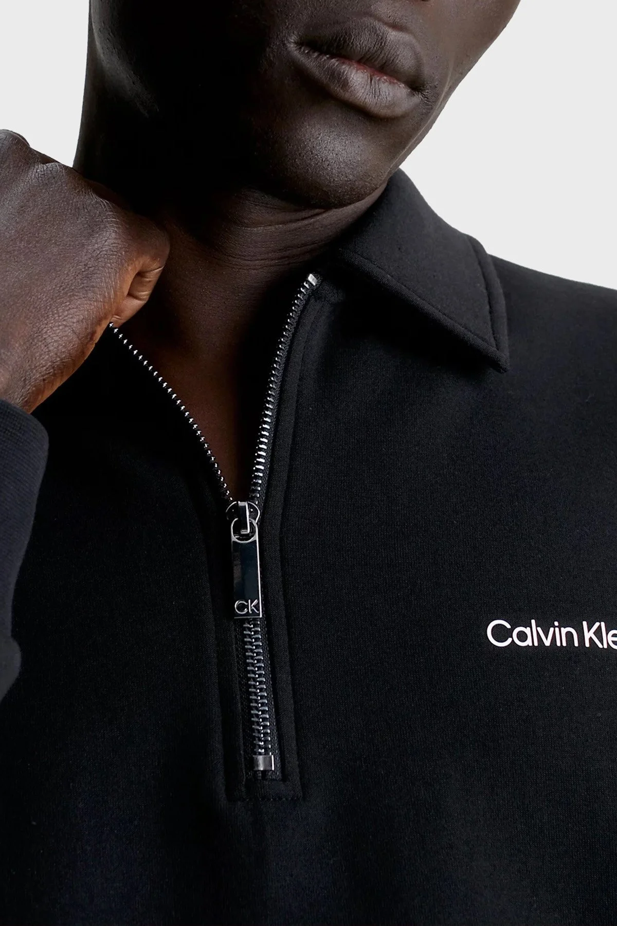 Calvin Klein Pamuklu Regular Fit Fermuarlı Polo Yaka K10K111814BEH Erkek Sweat K10K111814 BEH SİYAH - 4