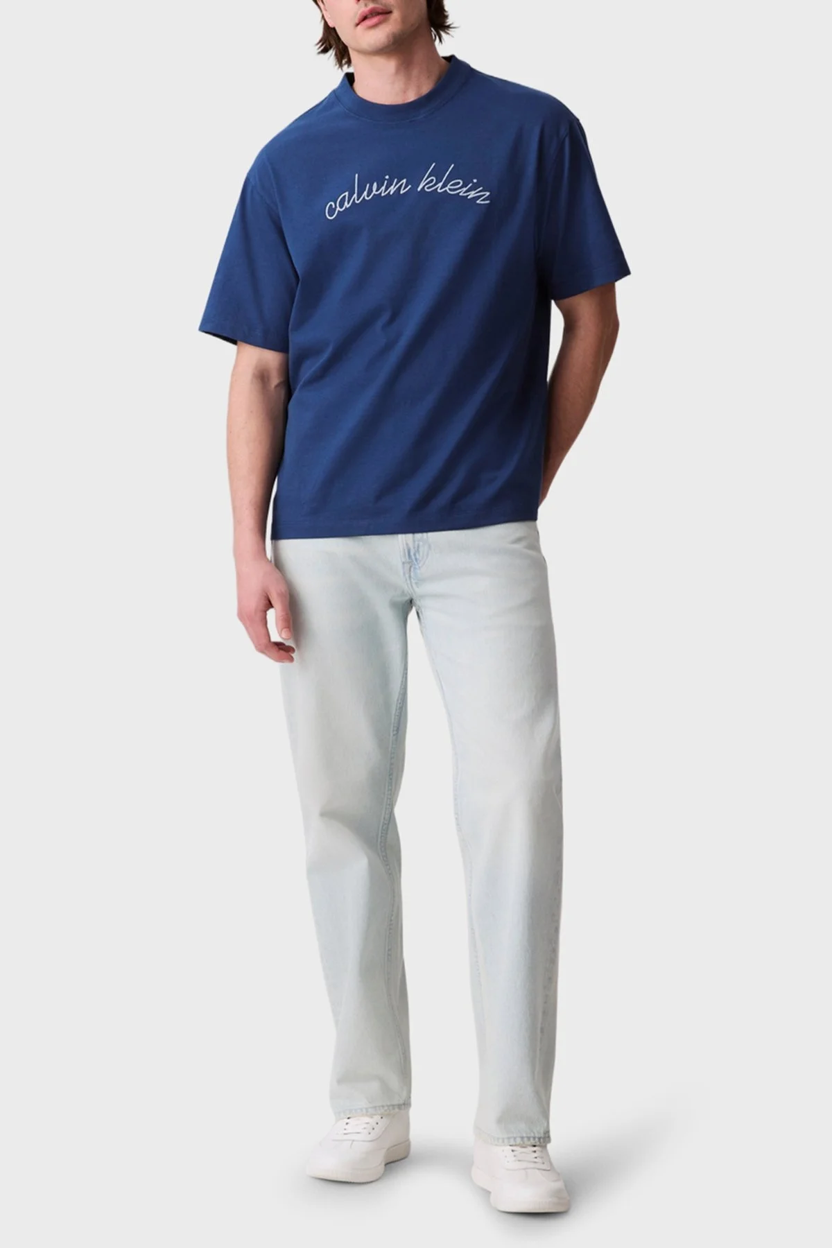 Calvin Klein Pamuklu Regular Fit İşleme Logolu LV04RC225GC3I Erkek T Shirt LV04RC225G C3I LACİVERT - 2