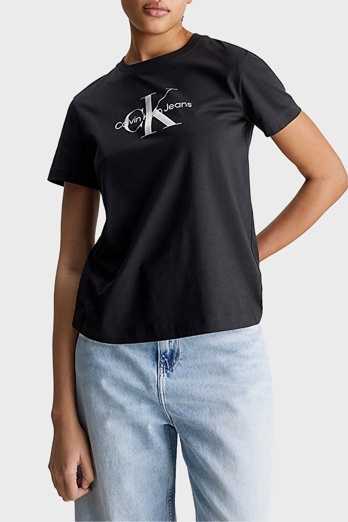 Calvin Klein Pamuklu Regular Fit J20J223264BEH Bayan T Shirt J20J223264 BEH SİYAH - 1