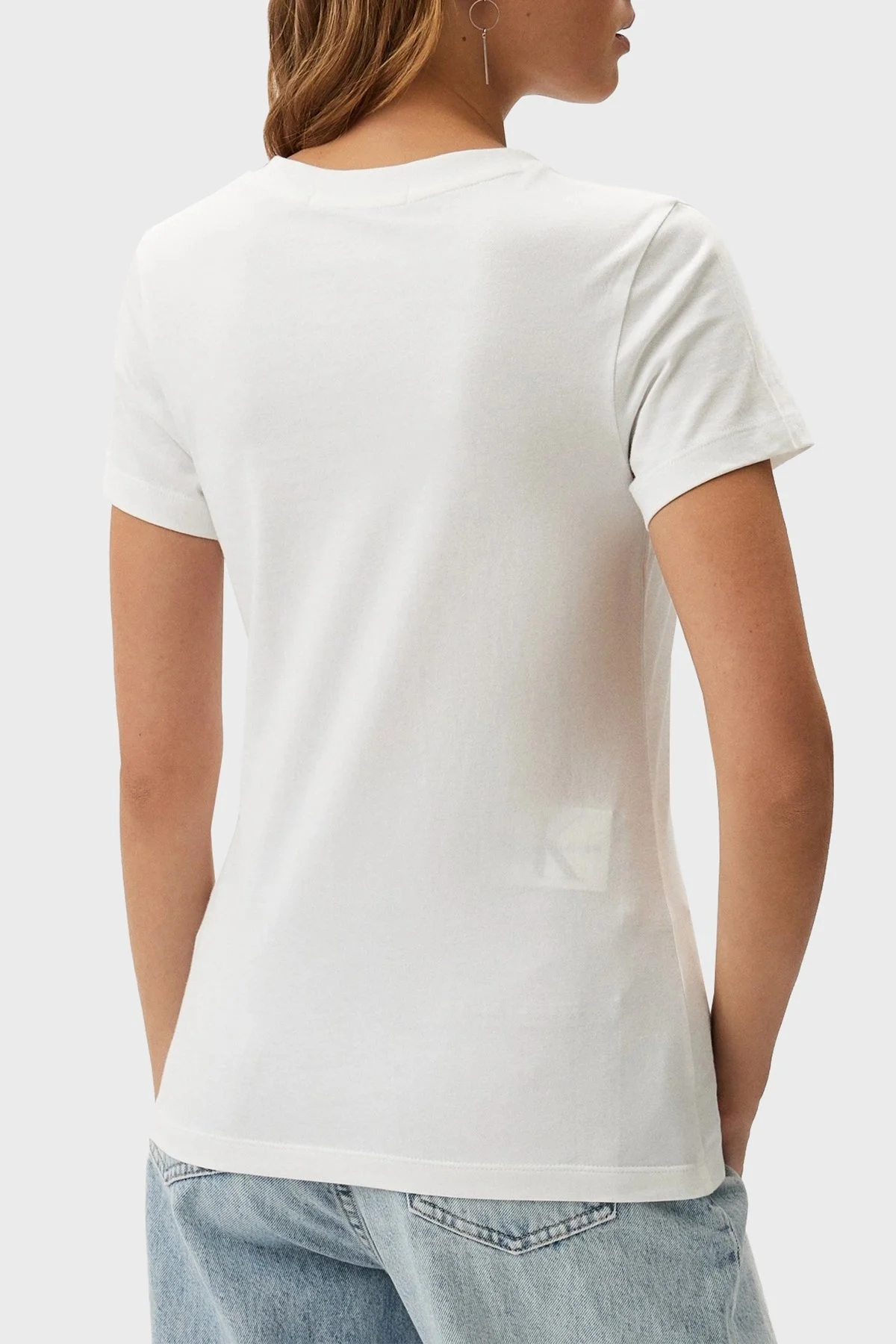 Calvin Klein Pamuklu Regular Fit J20J223266YAF Bayan T Shirt J20J223266 YAF BEYAZ - 2