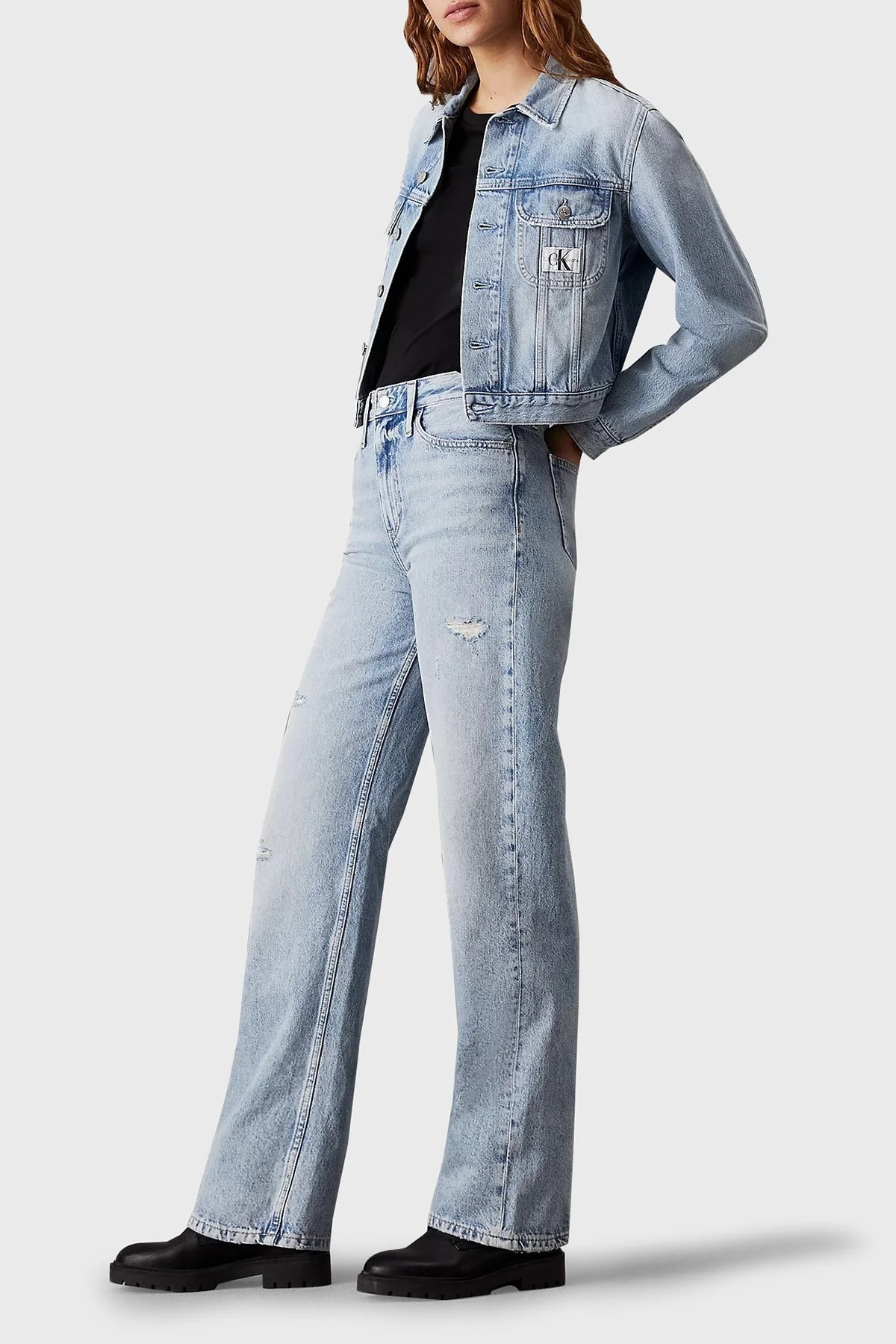 Calvin Klein Pamuklu Regular Fit J20J2236691AA Bayan Kot Ceket J20J223669 1AA AÇIK MAVİ - 3