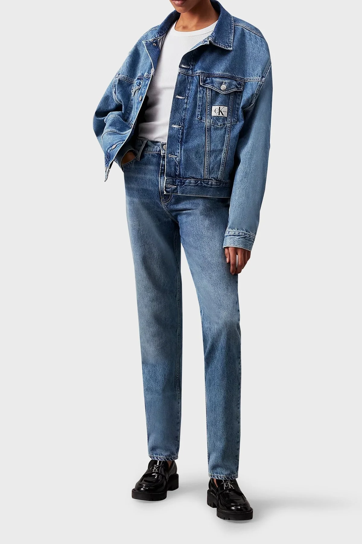 Calvin Klein Pamuklu Regular Fit J20J2236721AA Bayan Kot Ceket J20J223672 1AA MAVİ - 3